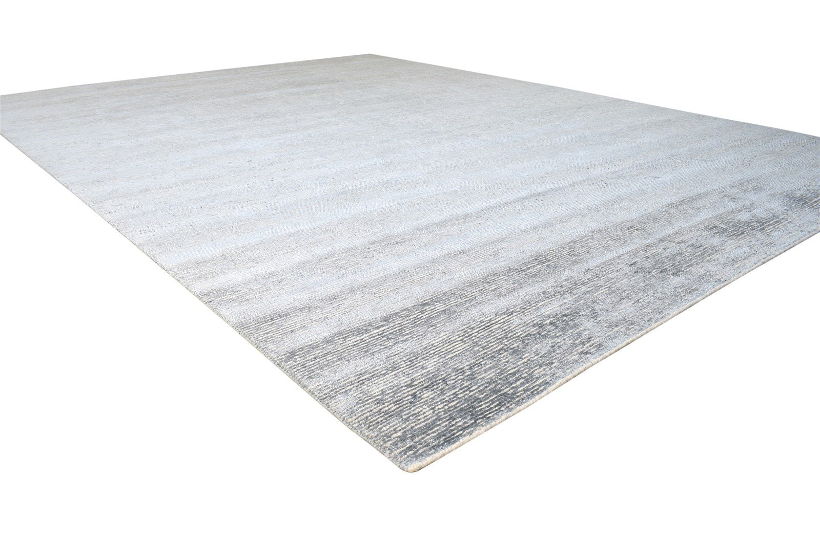 Grey Wool / Silk Rug 9X12 Modern Hand Knotted Scandinavian Solid Large Carpet 