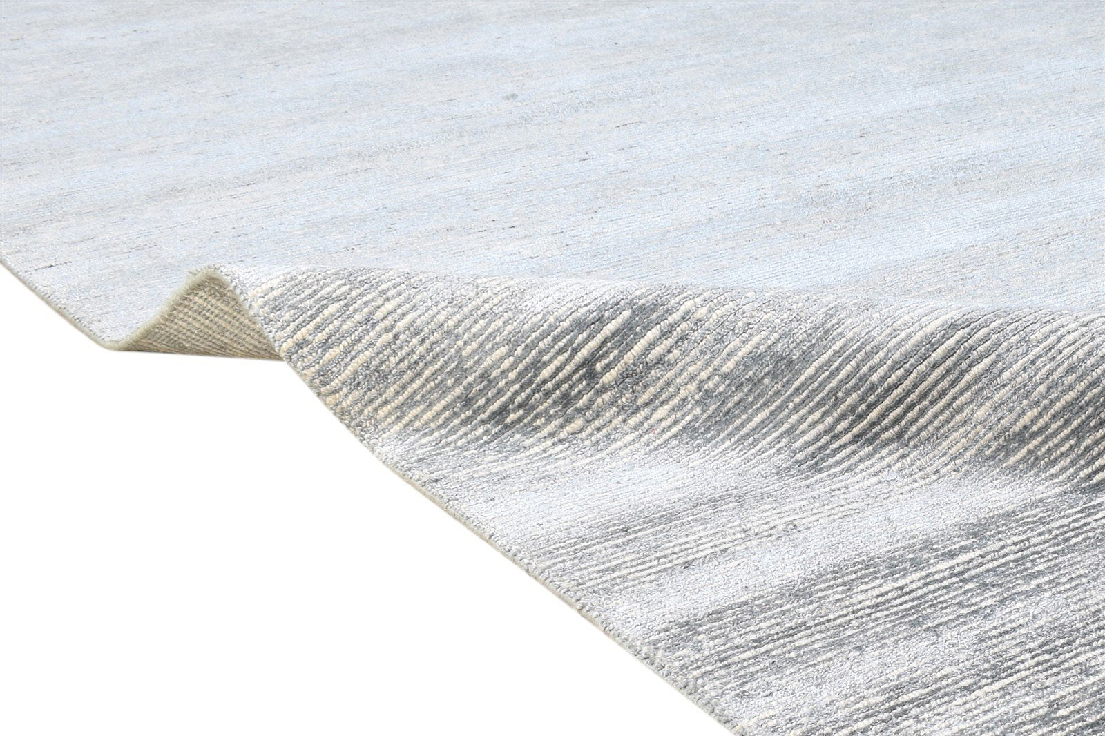 Grey Wool / Silk Rug 9X12 Modern Hand Knotted Scandinavian Solid Large Carpet  Area Rug 