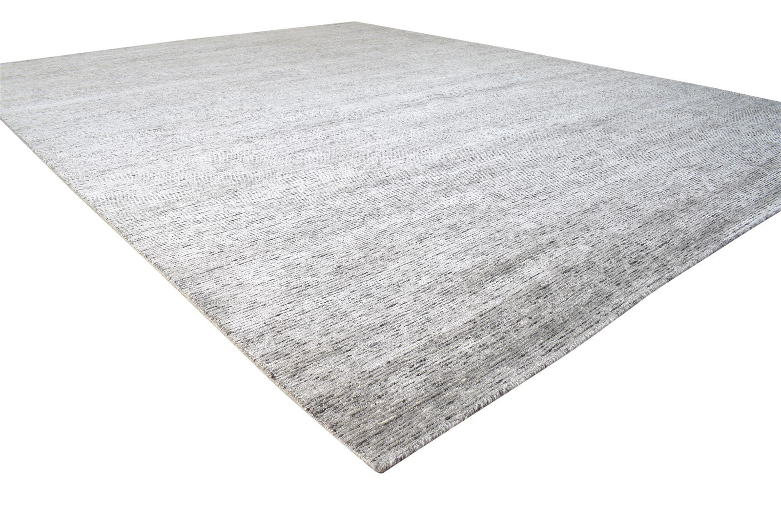 Wool / Silk Grey Rug 9X12 Modern Hand Knotted Scandinavian Solid Extra Large 