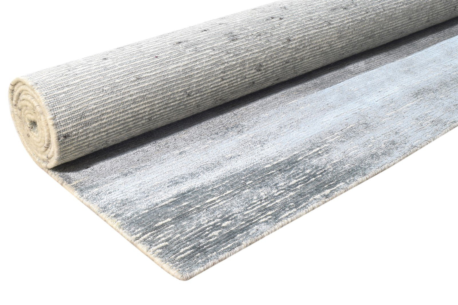 8X10 Rug Wool / Silk Grey Modern Hand Knotted Scandinavian Solid Large Carpet 