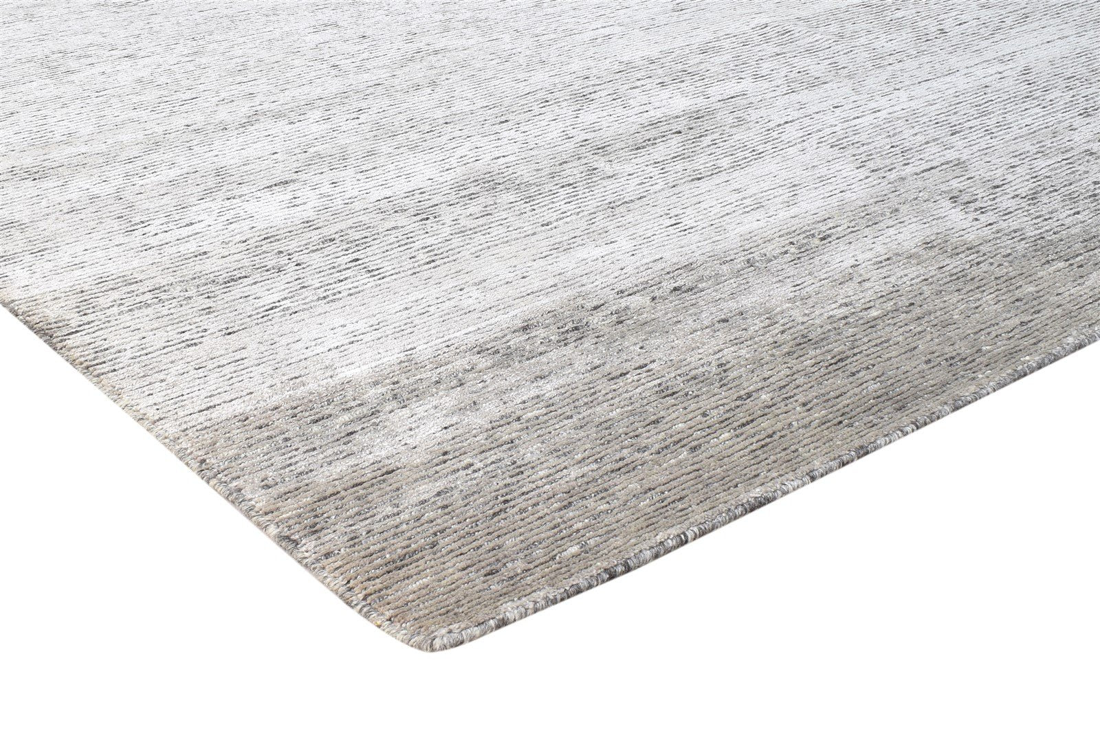 Hand Knotted Grey Wool / Silk Rug 8X10 Modern Scandinavian Solid Large Carpet 