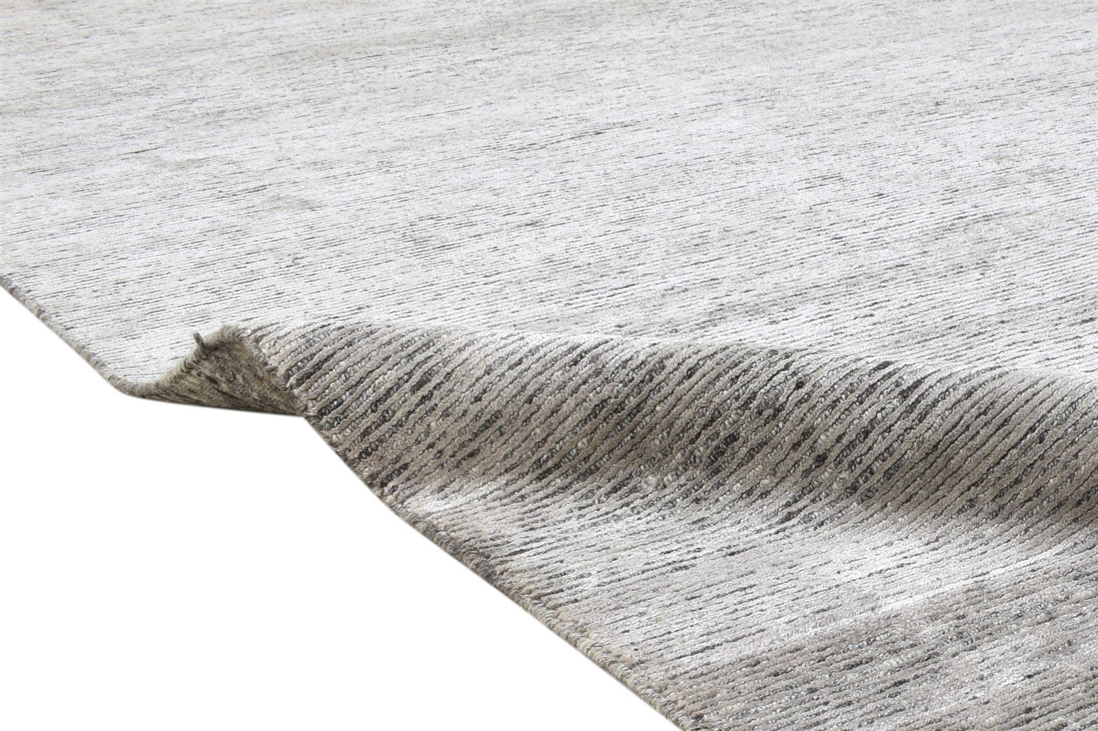 Hand Knotted Grey Wool / Silk Rug 8X10 Modern Scandinavian Solid Large Carpet 