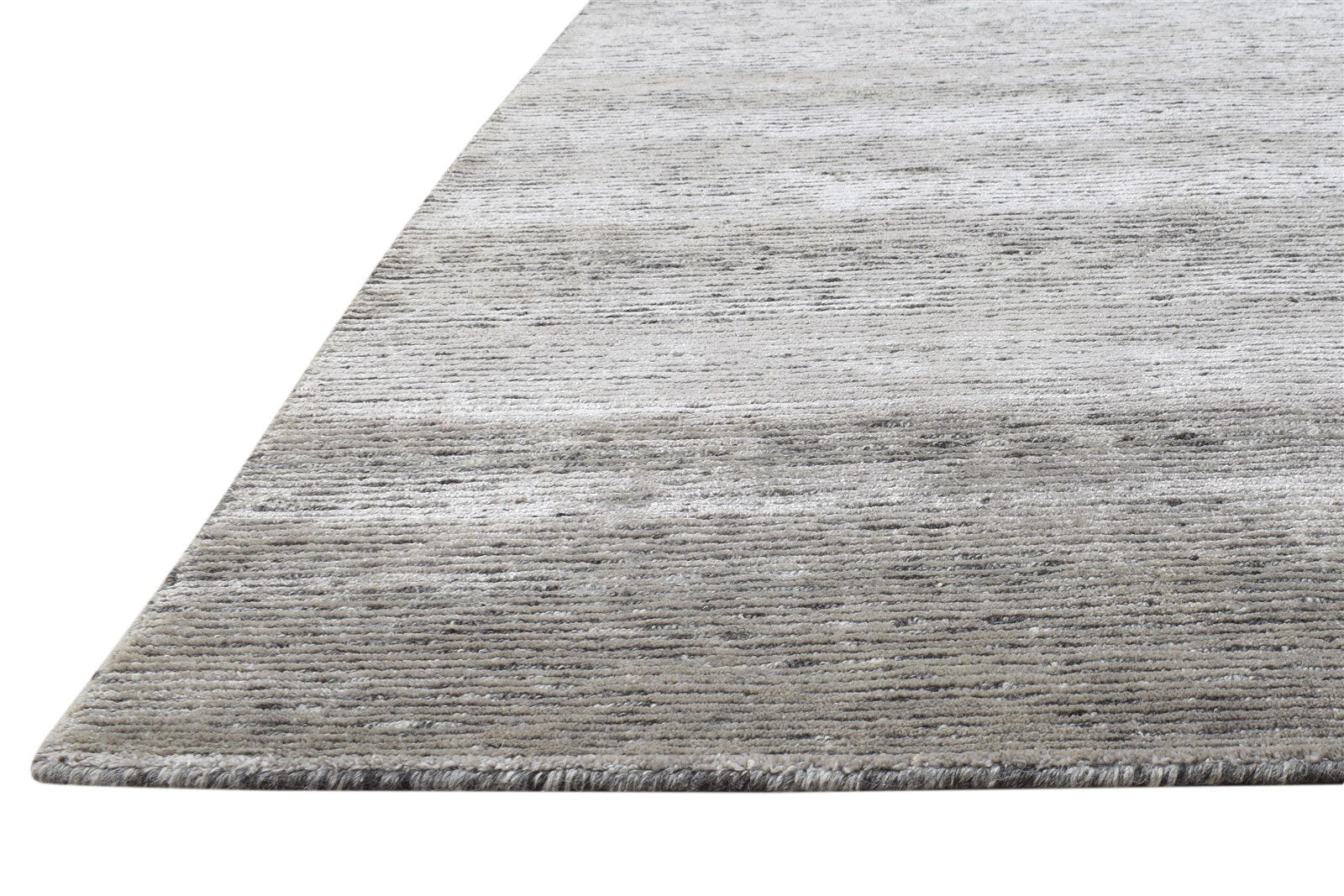 Hand Knotted Grey Wool / Silk Rug 8X10 Modern Scandinavian Solid Large Carpet 