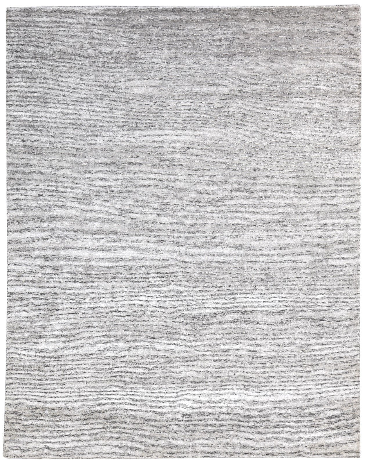 Hand Knotted Grey Wool / Silk Rug 8X10 Modern Scandinavian Solid Large Carpet 