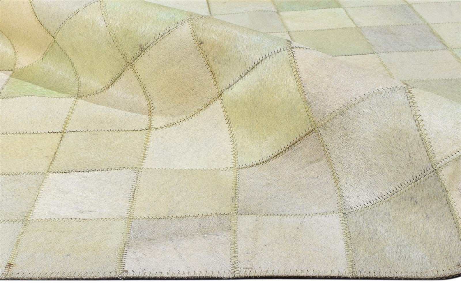 Flatweave Beige Leather Rug 4X6 Modern Scandinavian Geometric Room Size Carpet 