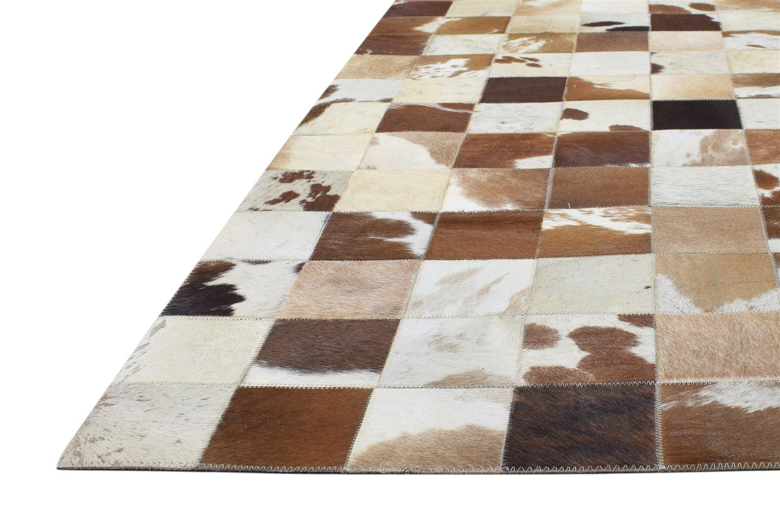 Leather Brown Rug 4X6 Modern Flatweave Scandinavian Geometric Room Size Carpet 