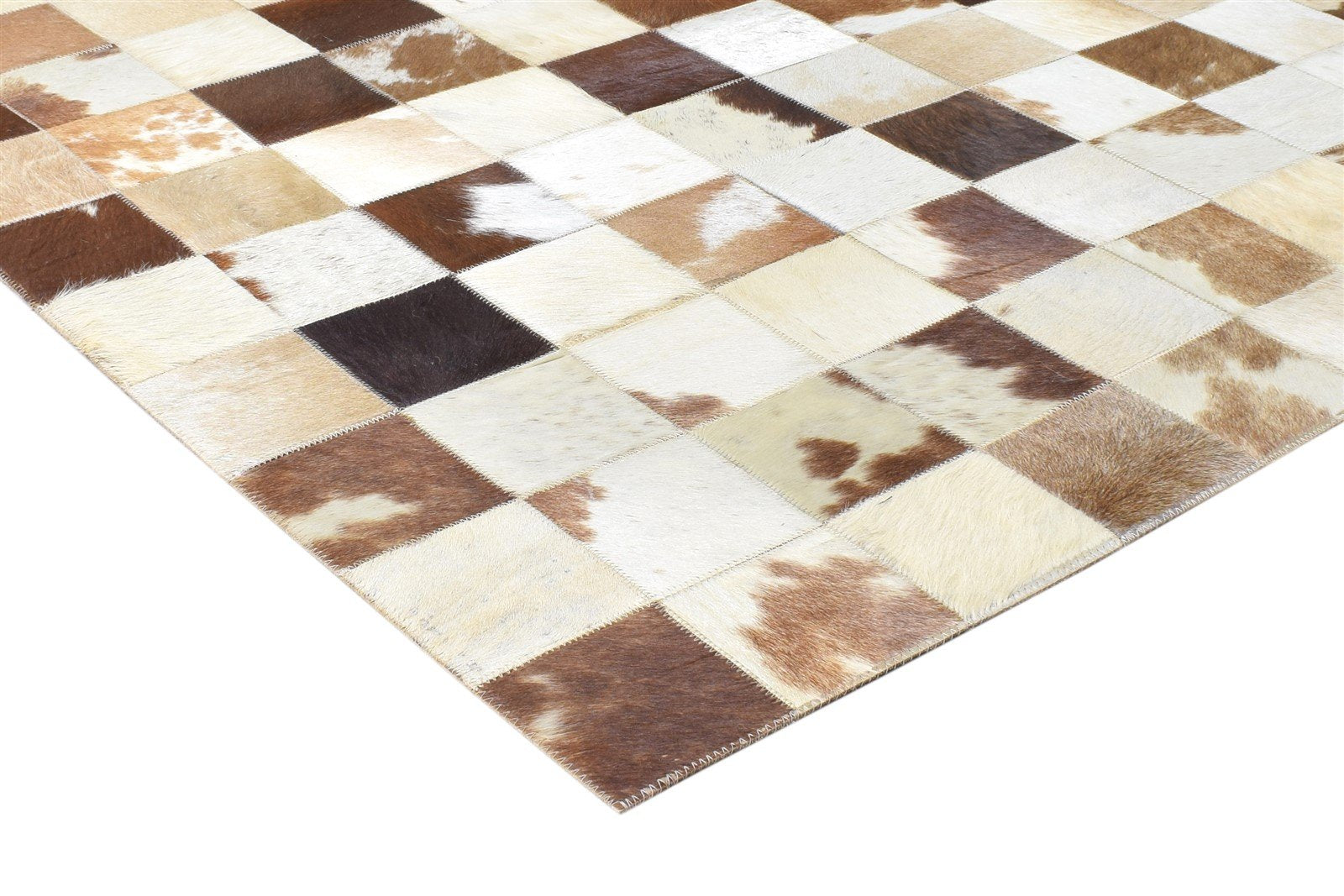 Leather Brown Rug 4X6 Modern Flatweave Scandinavian Geometric Room Size Carpet 