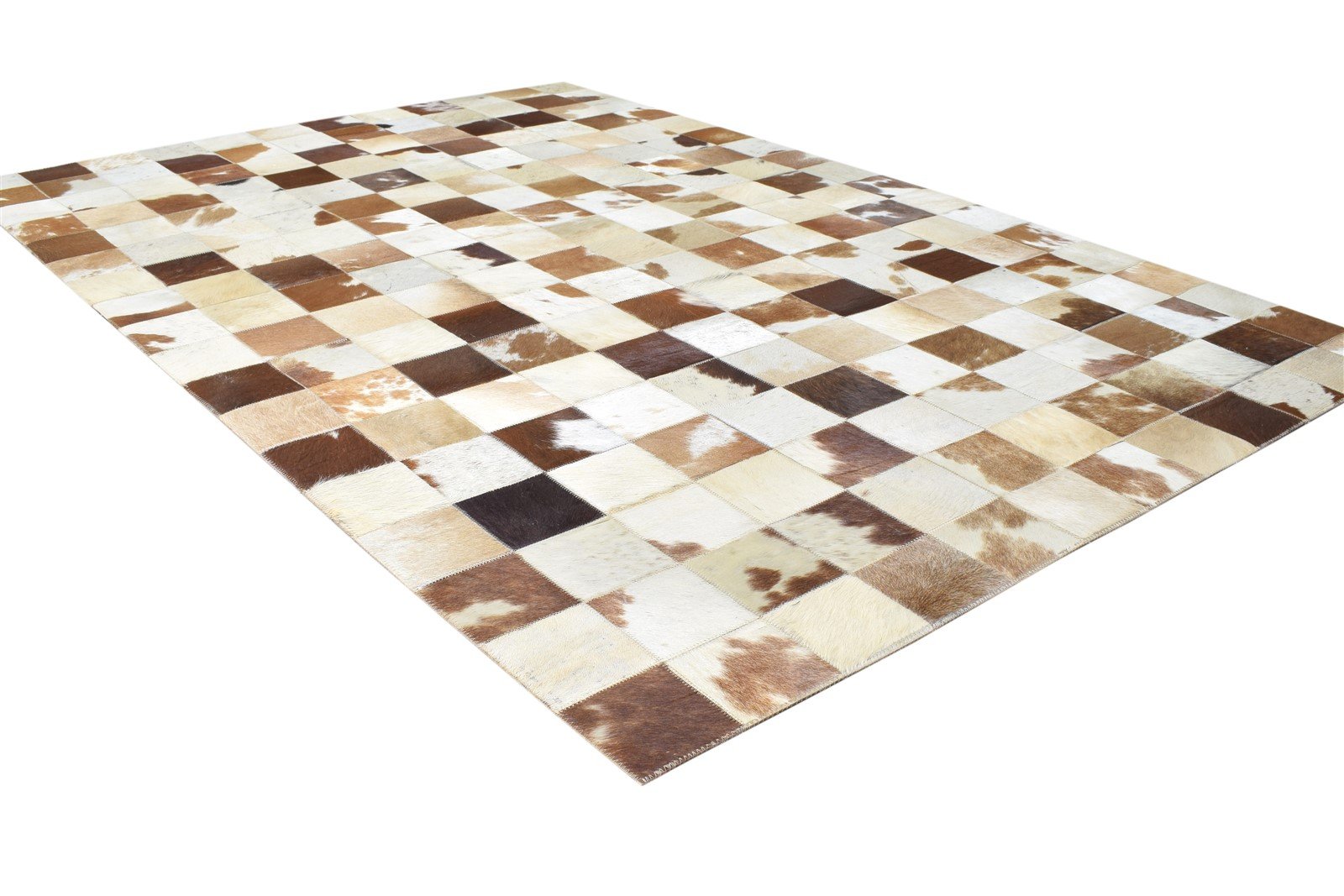 Leather Brown Rug 4X6 Modern Flatweave Scandinavian Geometric Room Size Carpet 