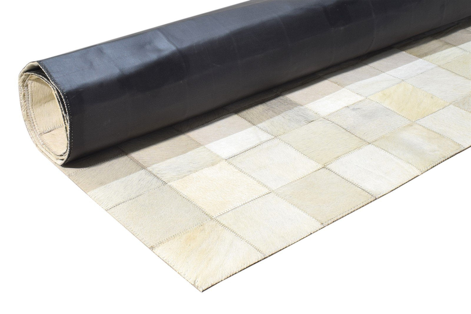 4X6 Rug Leather Ivory Modern Flatweave Scandinavian Geometric Room Size Carpet 