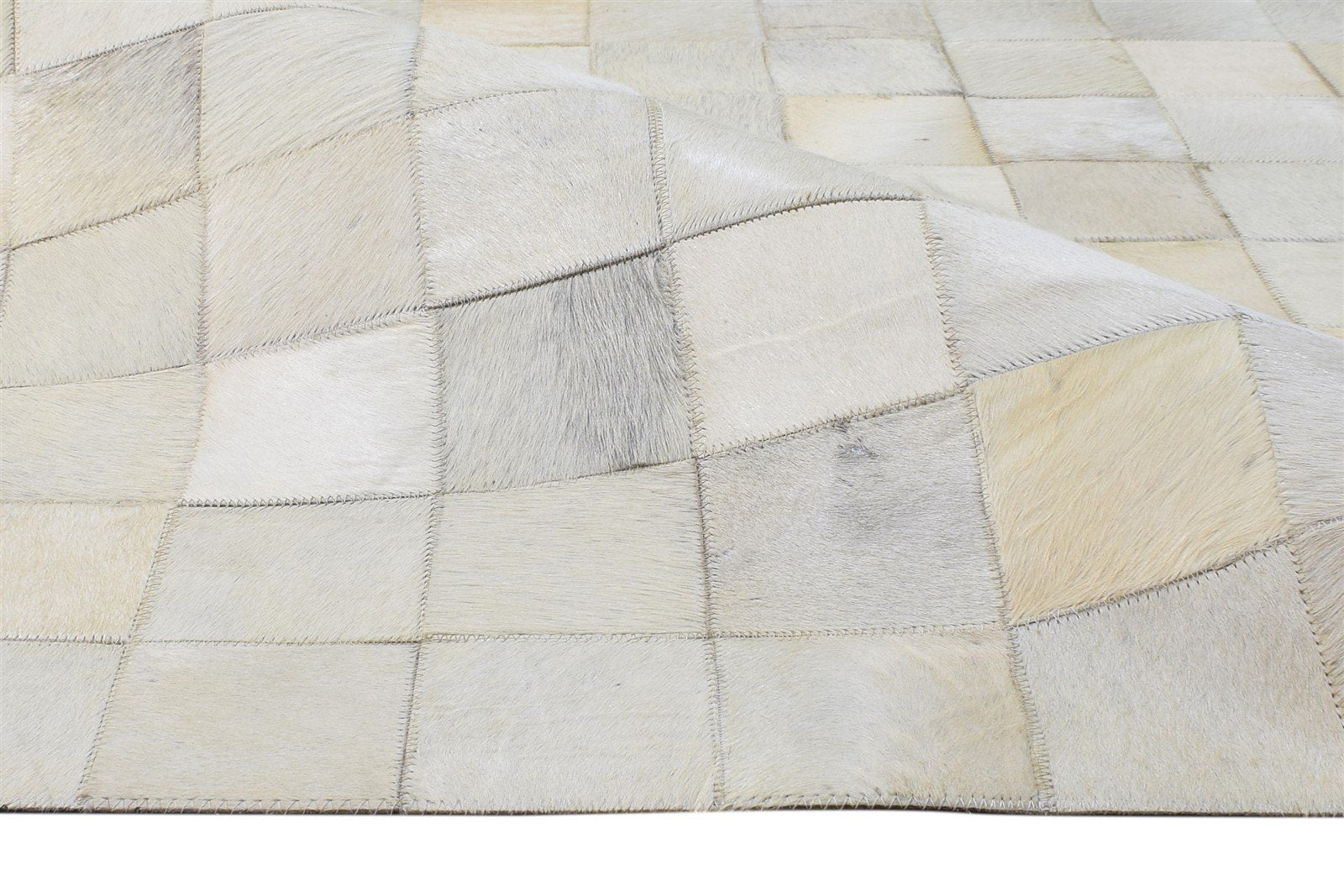 4X6 Rug Leather Ivory Modern Flatweave Scandinavian Geometric Room Size Carpet 