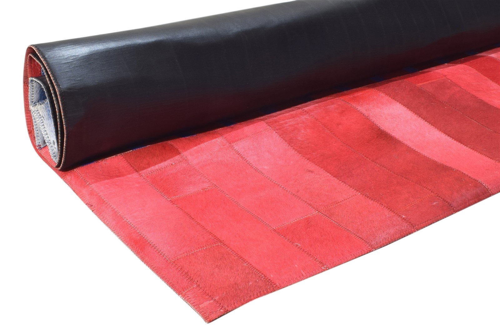 Flatweave Red Leather Rug 4' X 6' Modern Bohemian Abstract Room Size Carpet 