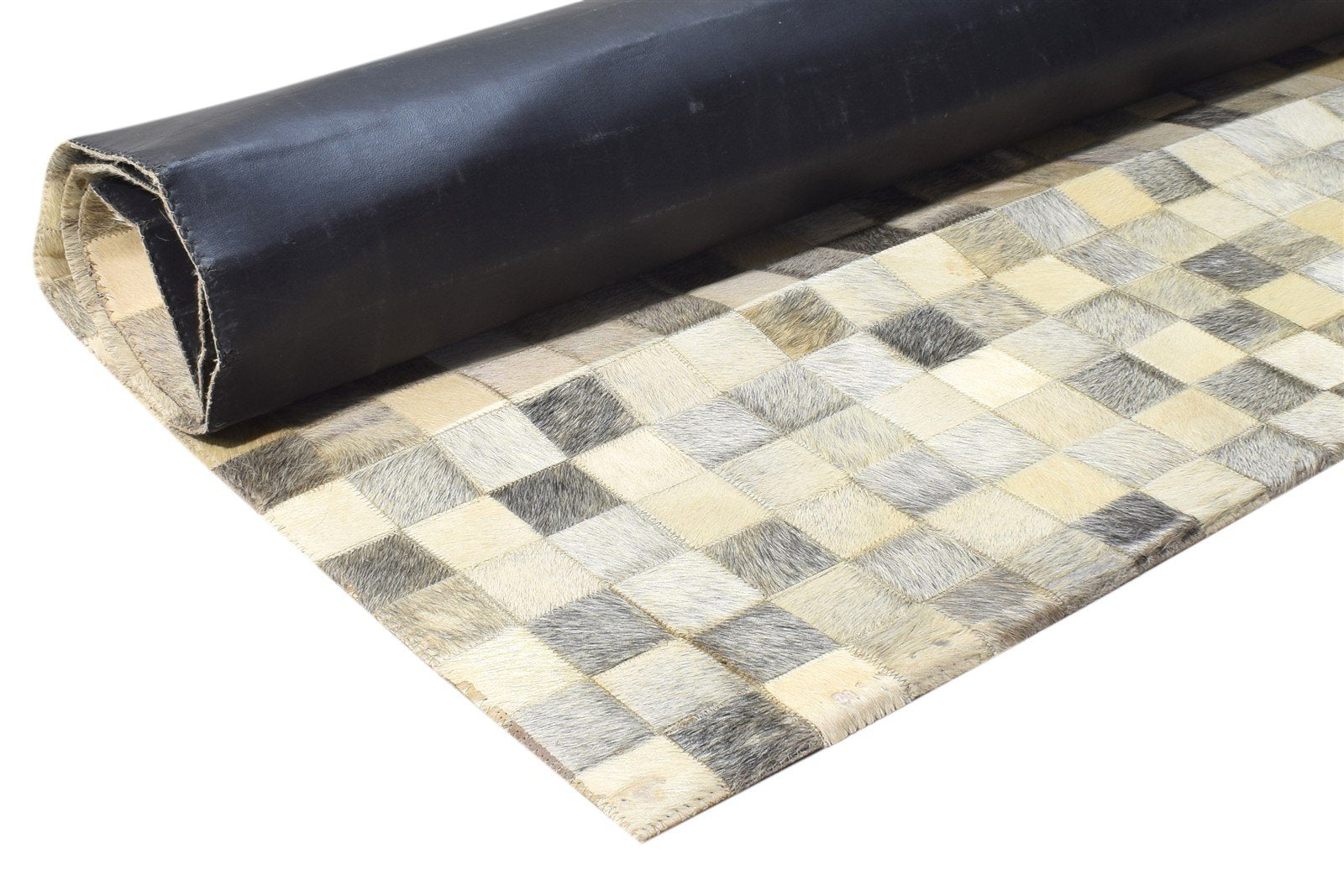 4X6 Rug Leather Beige Modern Flatweave Scandinavian Geometric Room Size Carpet 