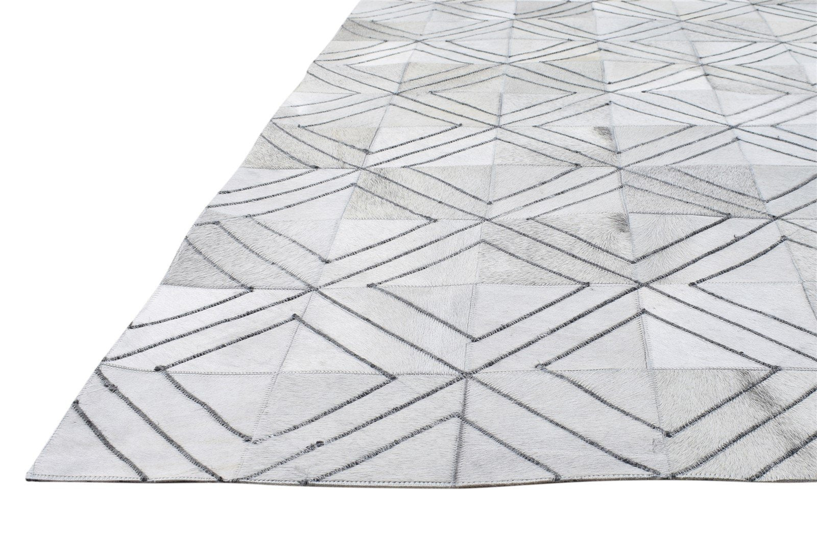 Ivory Leather Rug 5X8 Modern Hand Woven Scandinavian Diamond Room Size Carpet 