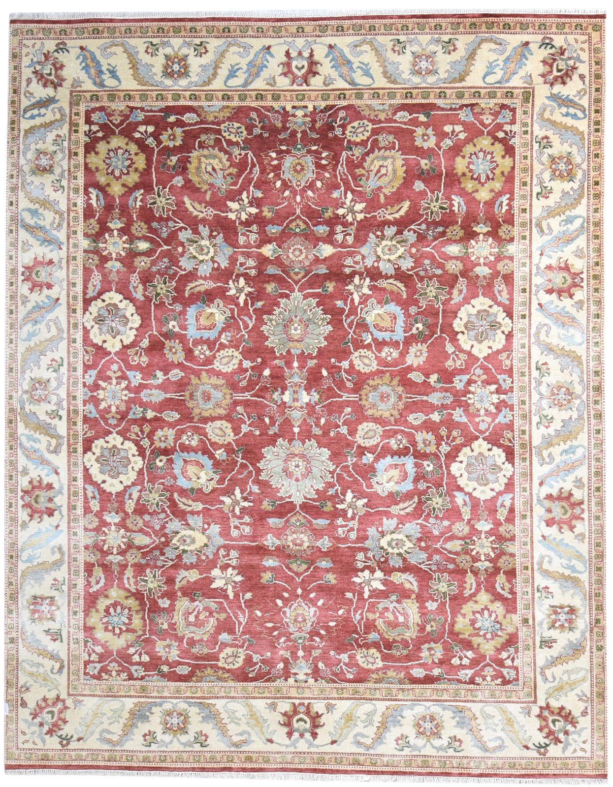 8' X 10' Rug Wool Red Persien Hand Knotted Kashan Oriental Large Carpet 