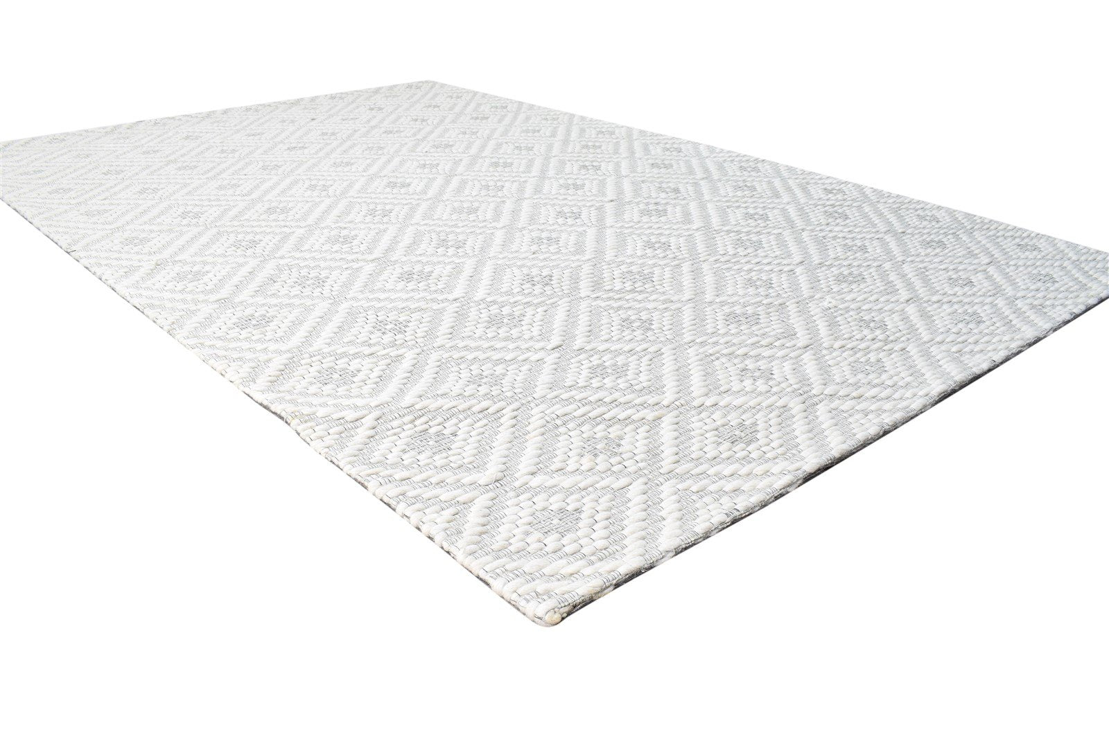 Cream Wool Rug 5' X 8' Modern Hand Woven Scandinavian Nordic Room Size Carpet 