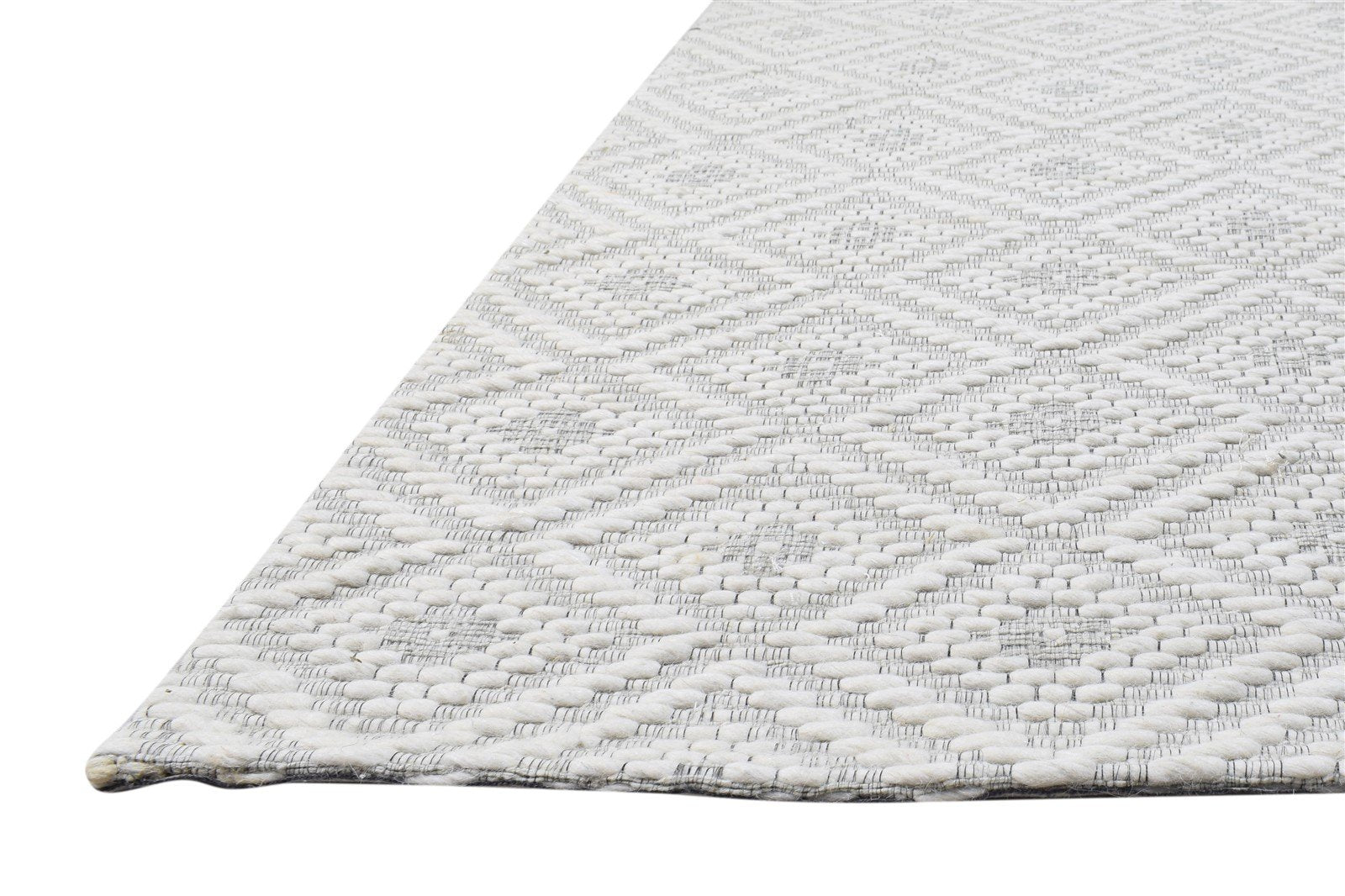 Cream Wool Rug 5' X 8' Modern Hand Woven Scandinavian Nordic Room Size Carpet 