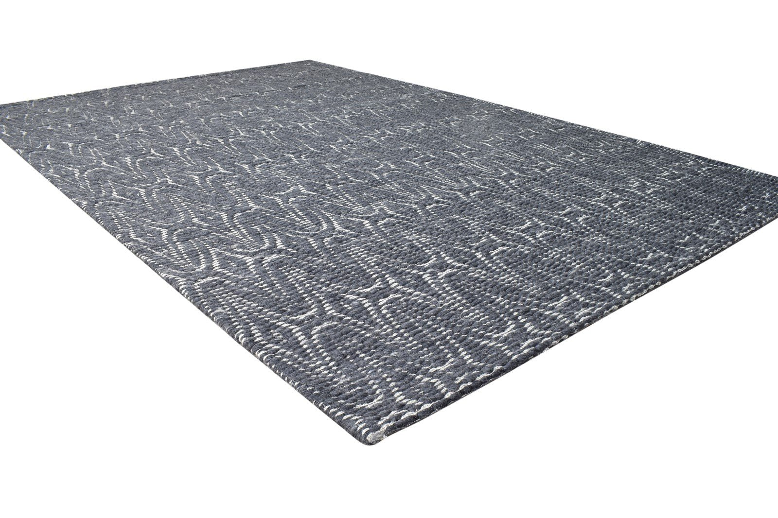 Wool Charcoal Rug 5X8 Modern Jacquard Loom Scandinavian Nordic Room Size Carpet 