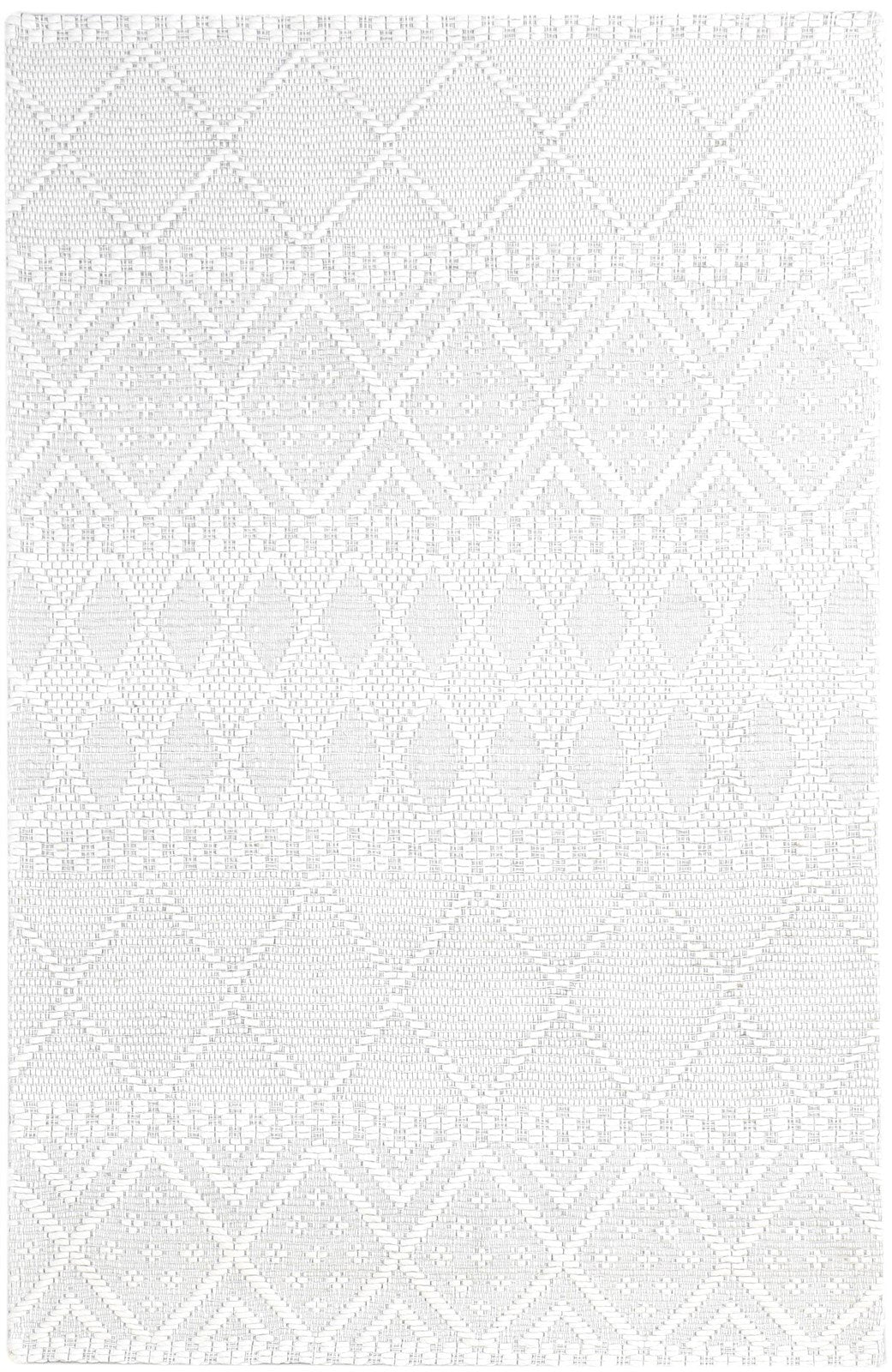 Jacquard Loom Cream Wool Rug 5' X 8' Modern Scandinavian Nordic Room Size Carpet 