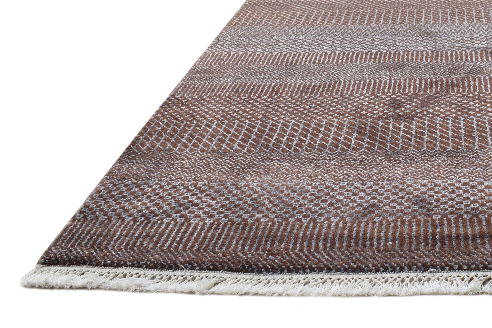 Hand Knotted Brown Wool Rug 4' X 6' Modern Agra Grass Trellis Room Size Carpet  Area Rug 