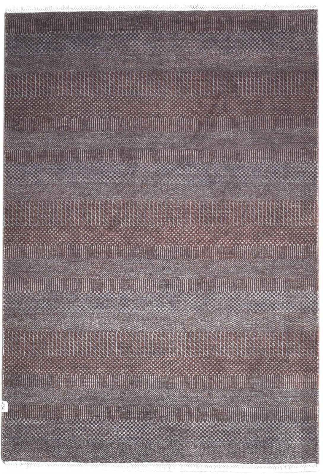 Hand Knotted Brown Wool Rug 4' X 6' Modern Agra Grass Trellis Room Size Carpet 