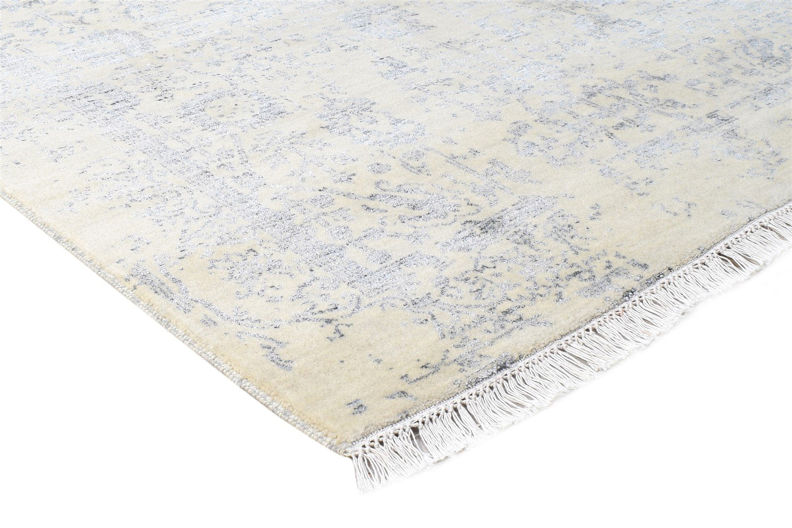 Hand Knotted Beige Wool / Silk Rug 4X6 Modern Oriental Abstract Room Size  Area Rug 