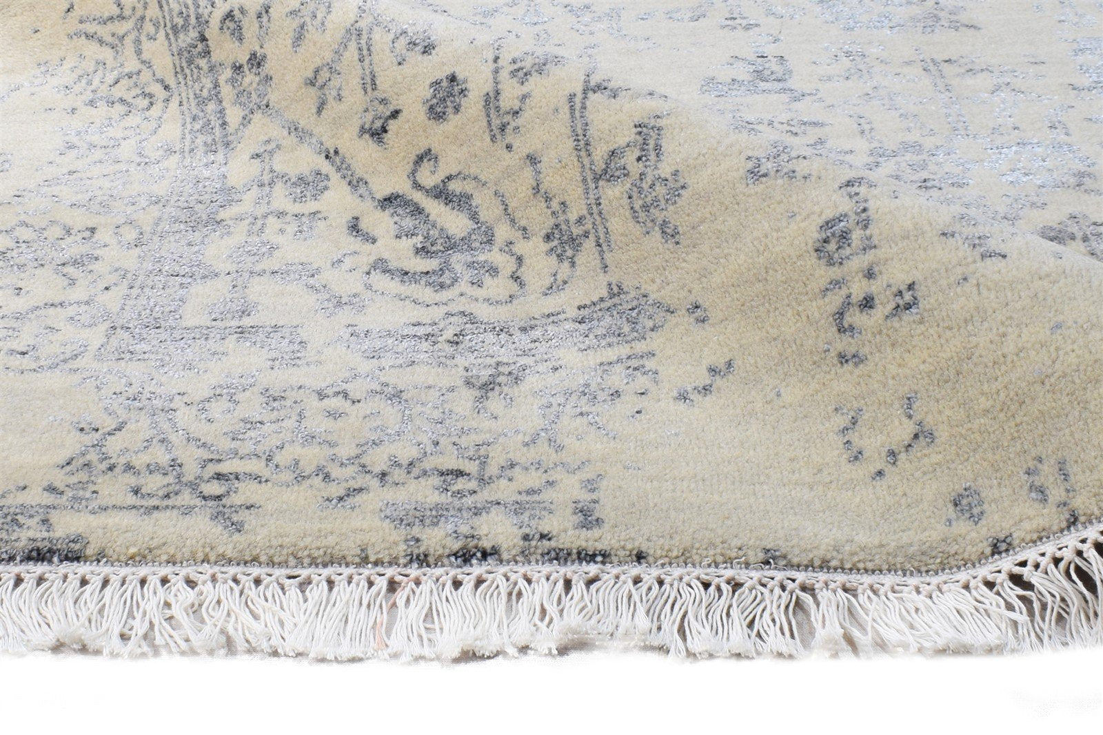 Hand Knotted Beige Wool / Silk Rug 4X6 Modern Oriental Abstract Room Size  Area Rug 