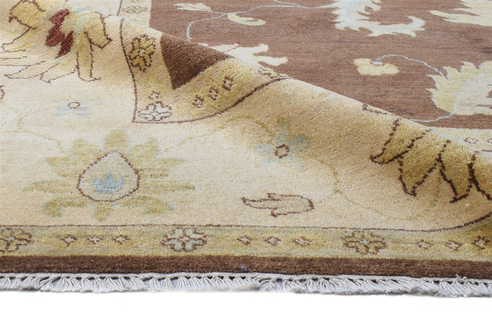 Brown Wool Rug 8' X 10' Persian Hand Knotted Oushak Oriental Large Carpet 