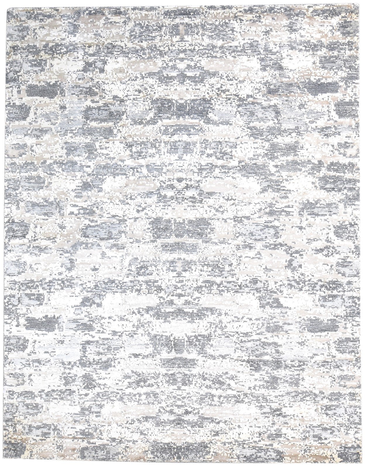 Wool / Silk Grey Rug 8X10 Modern Hand Knotted American Abstract Large Carpet 