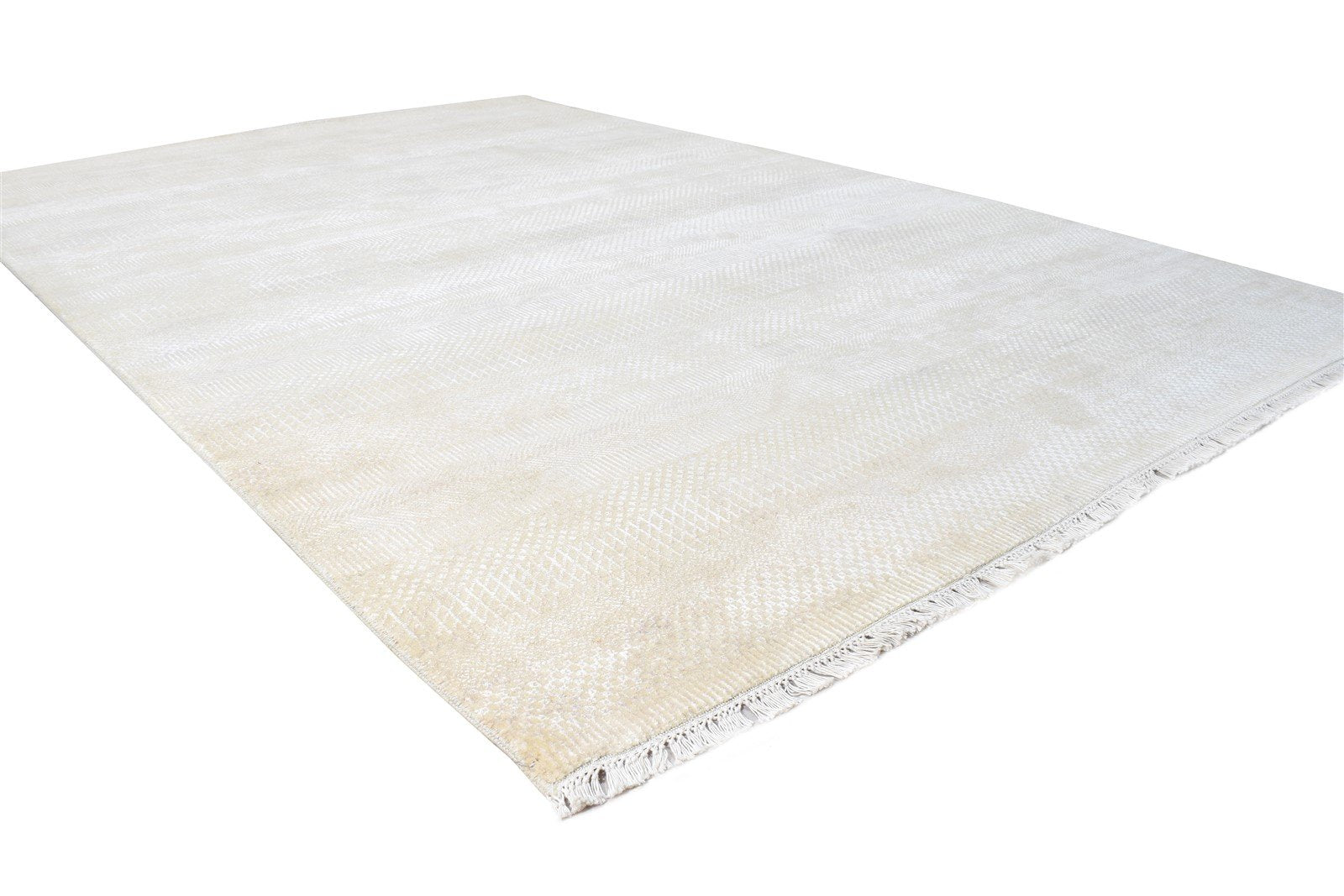 6' X 9' Rug Wool Beige Modern Hand Knotted Agra Grass Trellis Large Carpet 