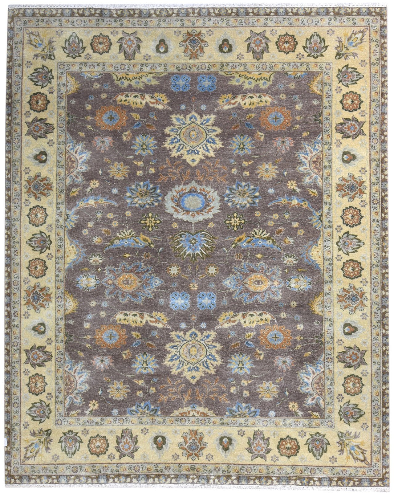 Wool Brown Rug 8' X 10' Persian Hand Knotted Oushak Oriental Large Carpet 