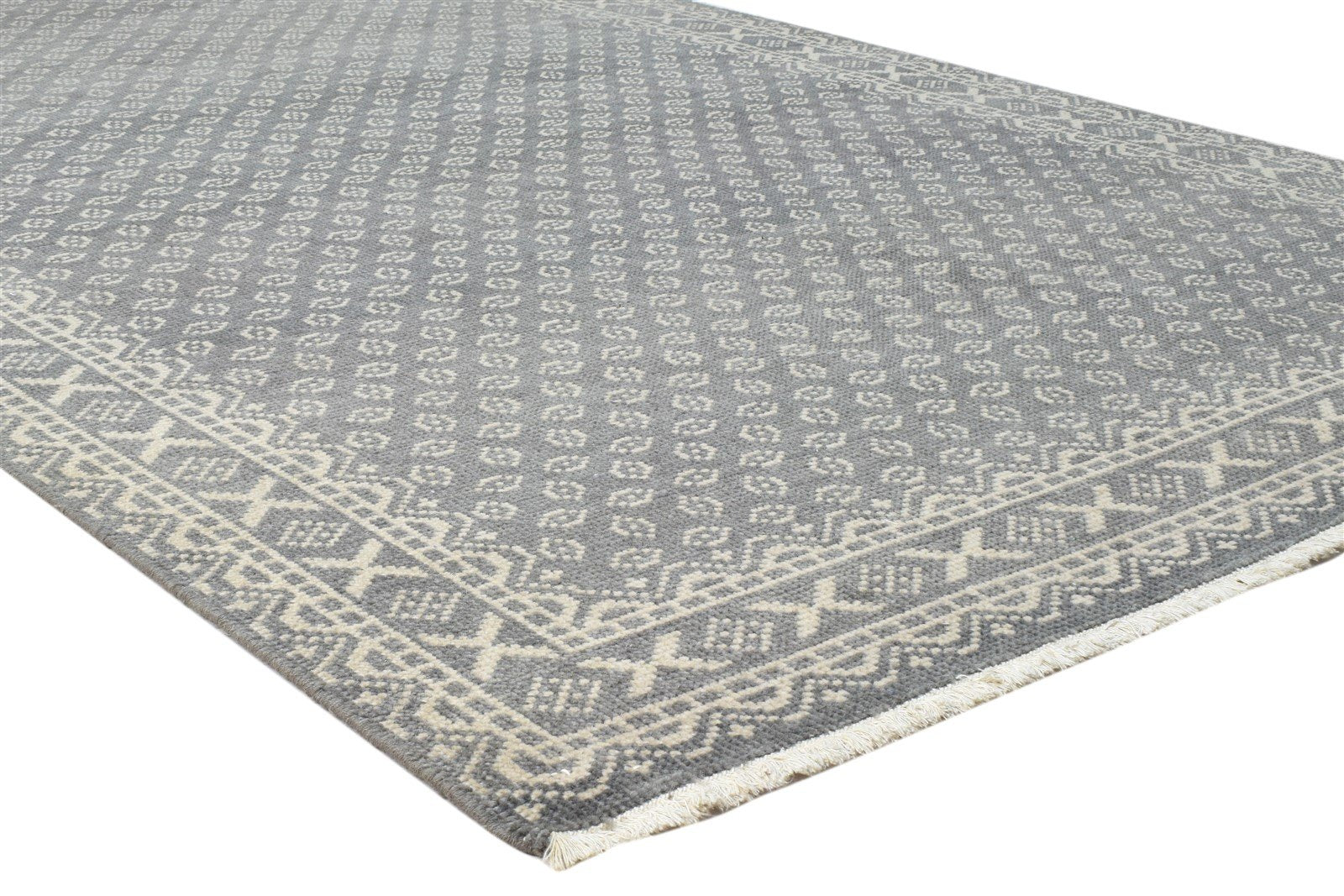 Charcoal Wool Rug 5X8 Modern Hand Knotted Scandinavian Floral Room Size Carpet 