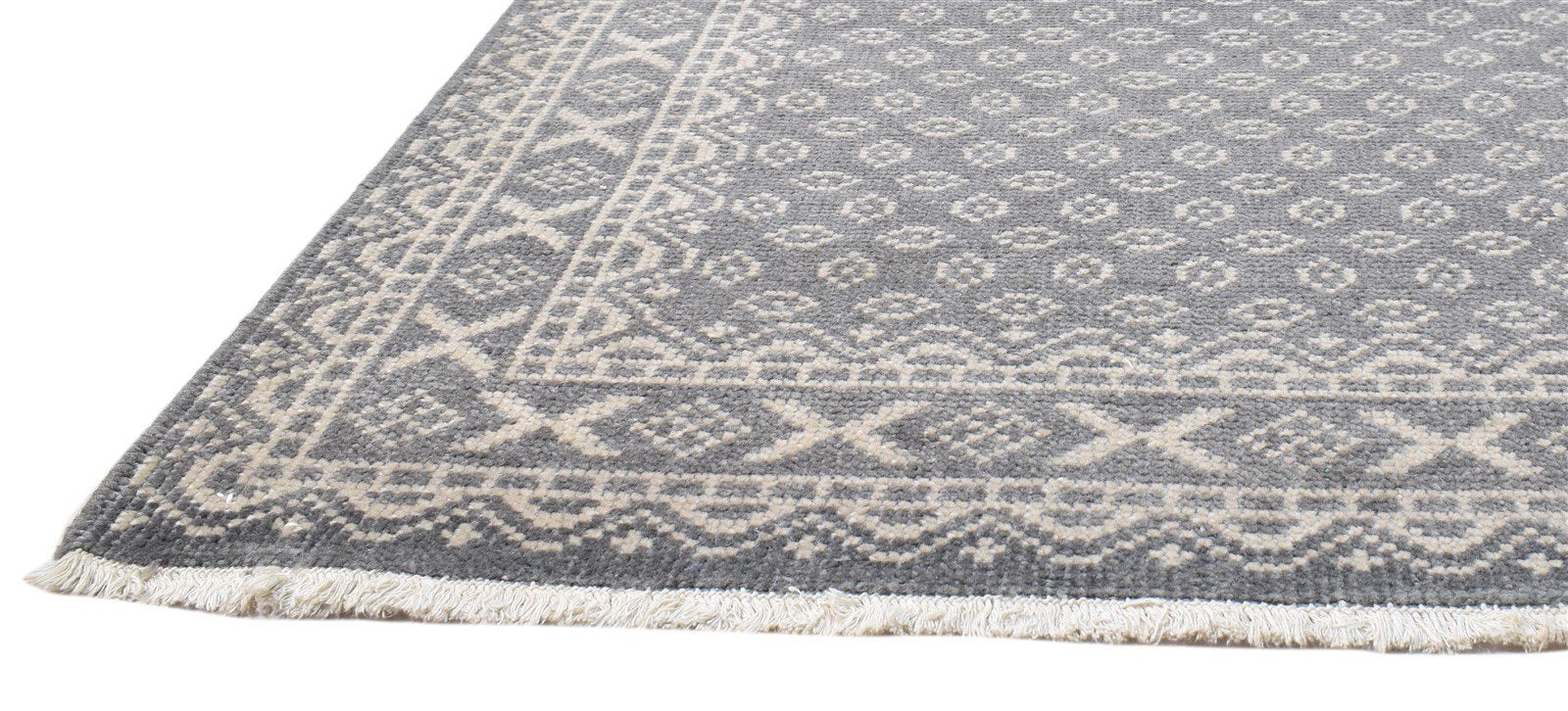 Charcoal Wool Rug 5X8 Modern Hand Knotted Scandinavian Floral Room Size Carpet