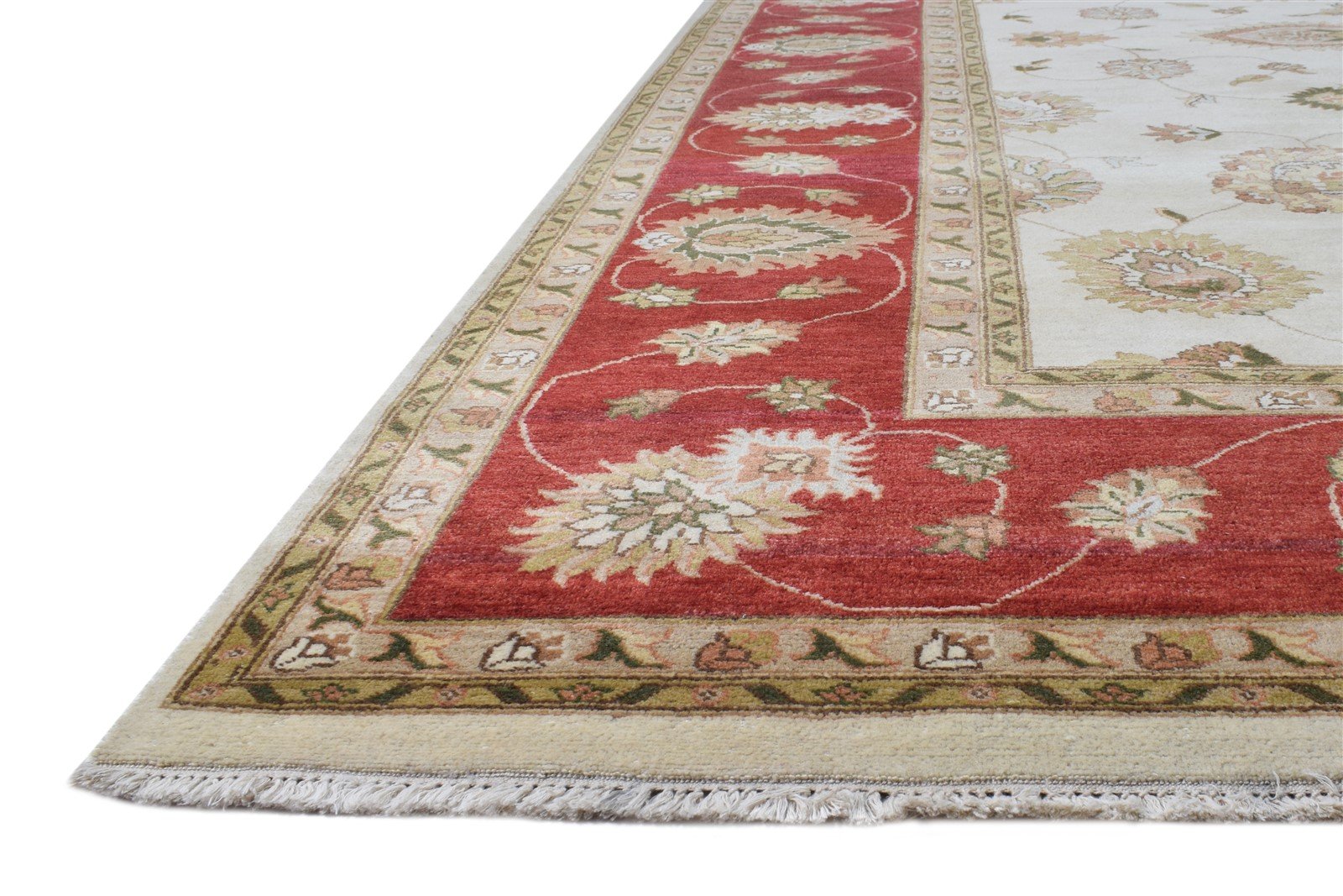 Cream Wool Rug 10' X 12' Persian Hand Knotted Kashan Oriental Extra Large Carpet 