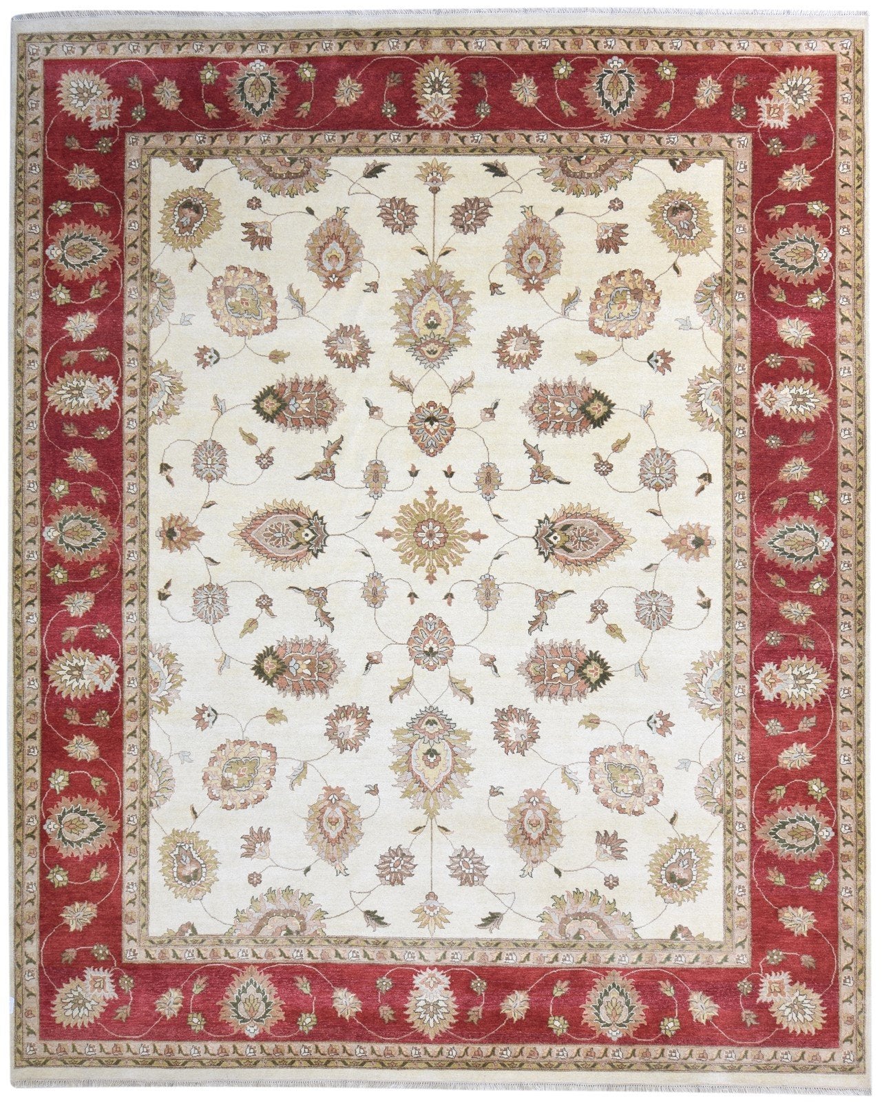 Cream Wool Rug 10' X 12' Persian Hand Knotted Kashan Oriental Extra Large Carpet 