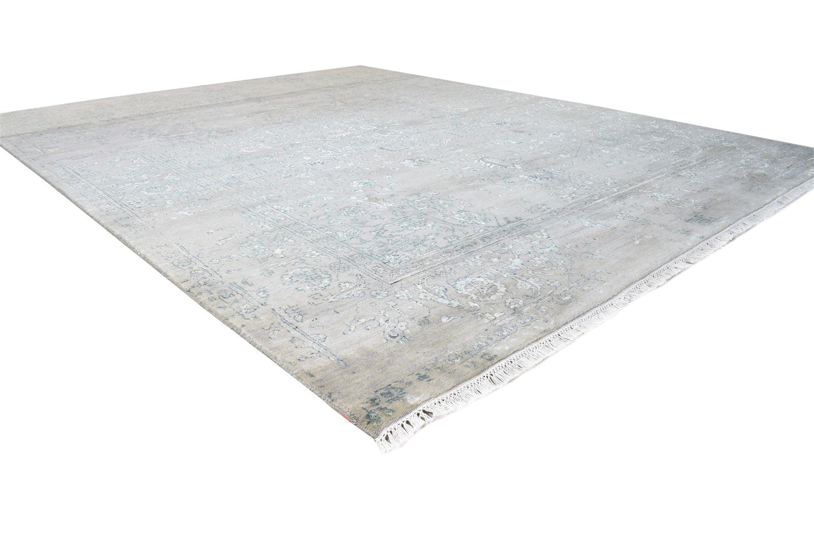 Wool / Silk Grey Rug 8X10 Modern Hand Knotted Oriental Abstract Large Carpet 