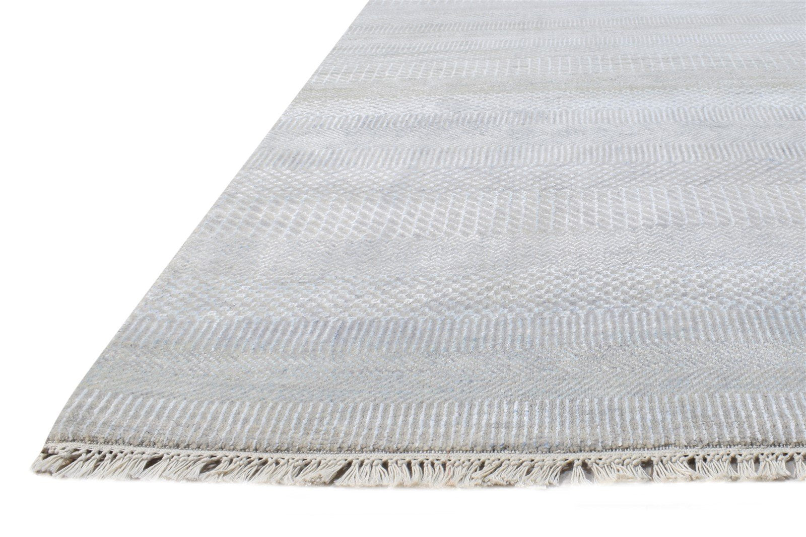 6' X 9' Rug Wool Grey Modern Hand Knotted Agra Grass Trellis Large Carpet 