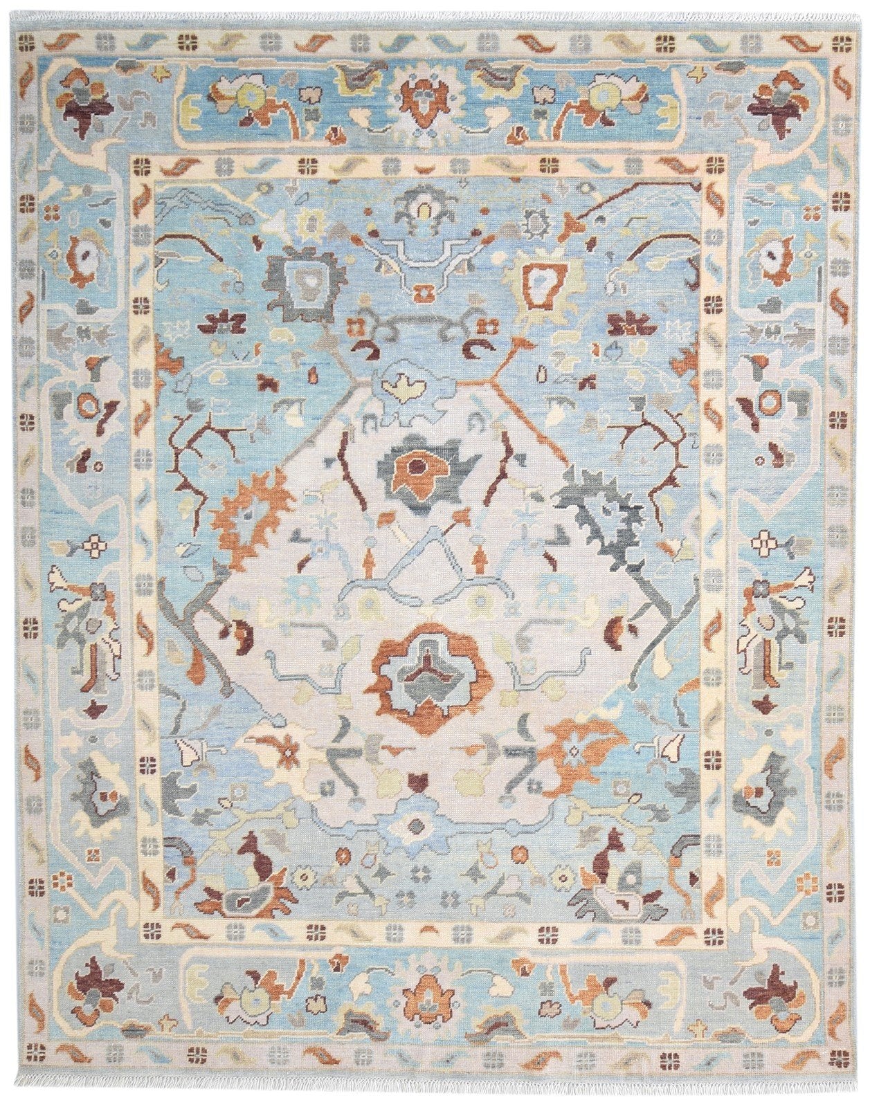 Hand Knotted Blue Wool Rug 8' X 10' Persian Kazak Oriental Large Carpet 