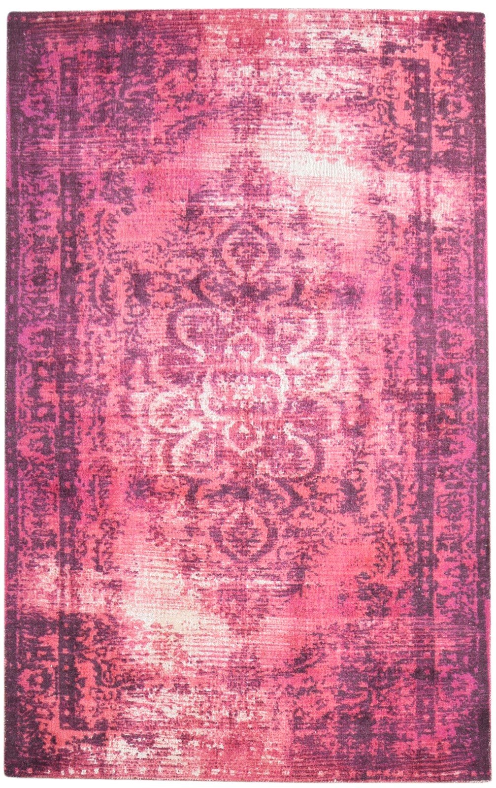 Hand Tufted Pink Wool Rug 5X8 Transitional Oriental Medallion Room Size Carpet 