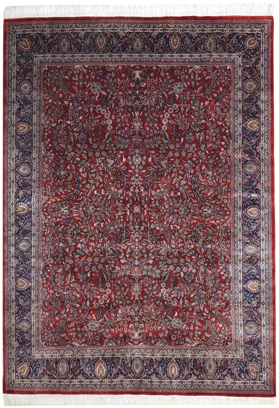 Wool Red Rug 8' X 11' Persian Hand Knotted Kashan Oriental Large Carpet 