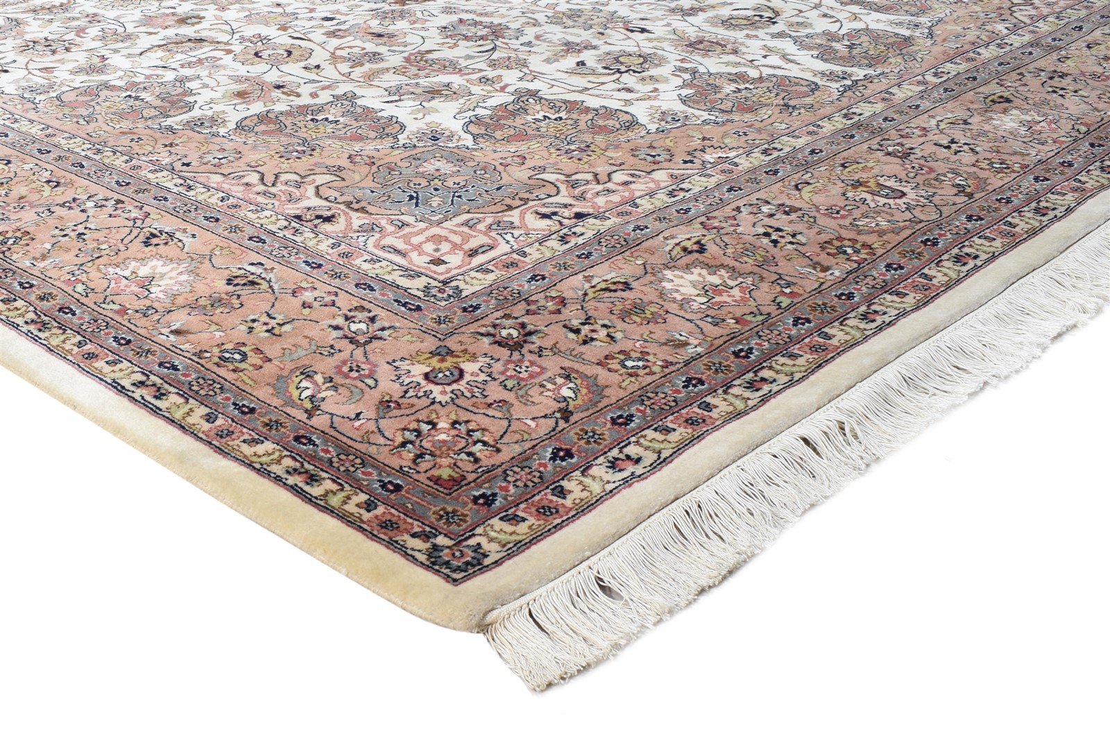 Ivory Wool Rug 8' X 11' Persian Hand Knotted Nain Oriental Large Carpet 