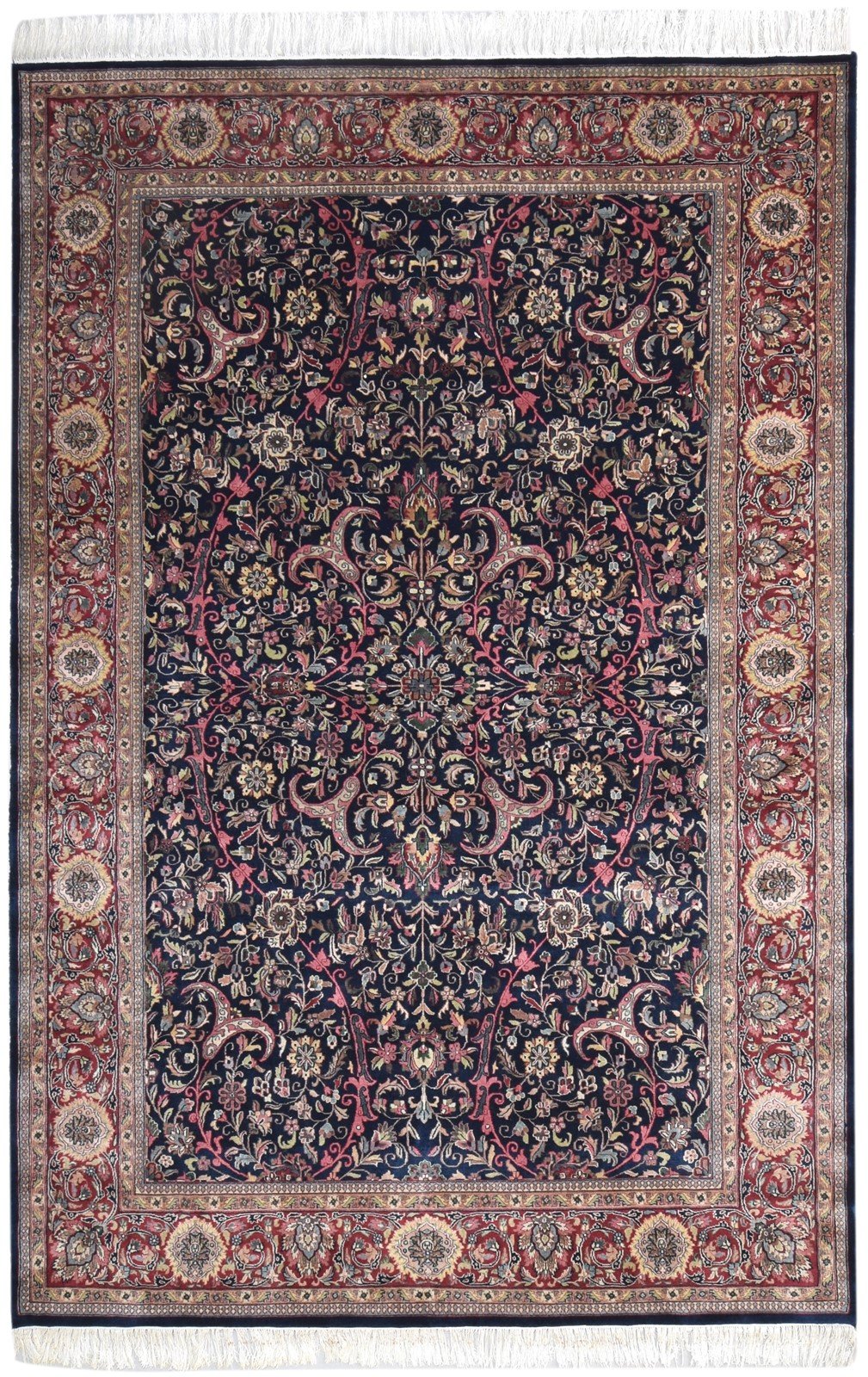 7' X 10' Rug Wool Black Persian Hand Knotted Kashan Oriental Large Carpet 