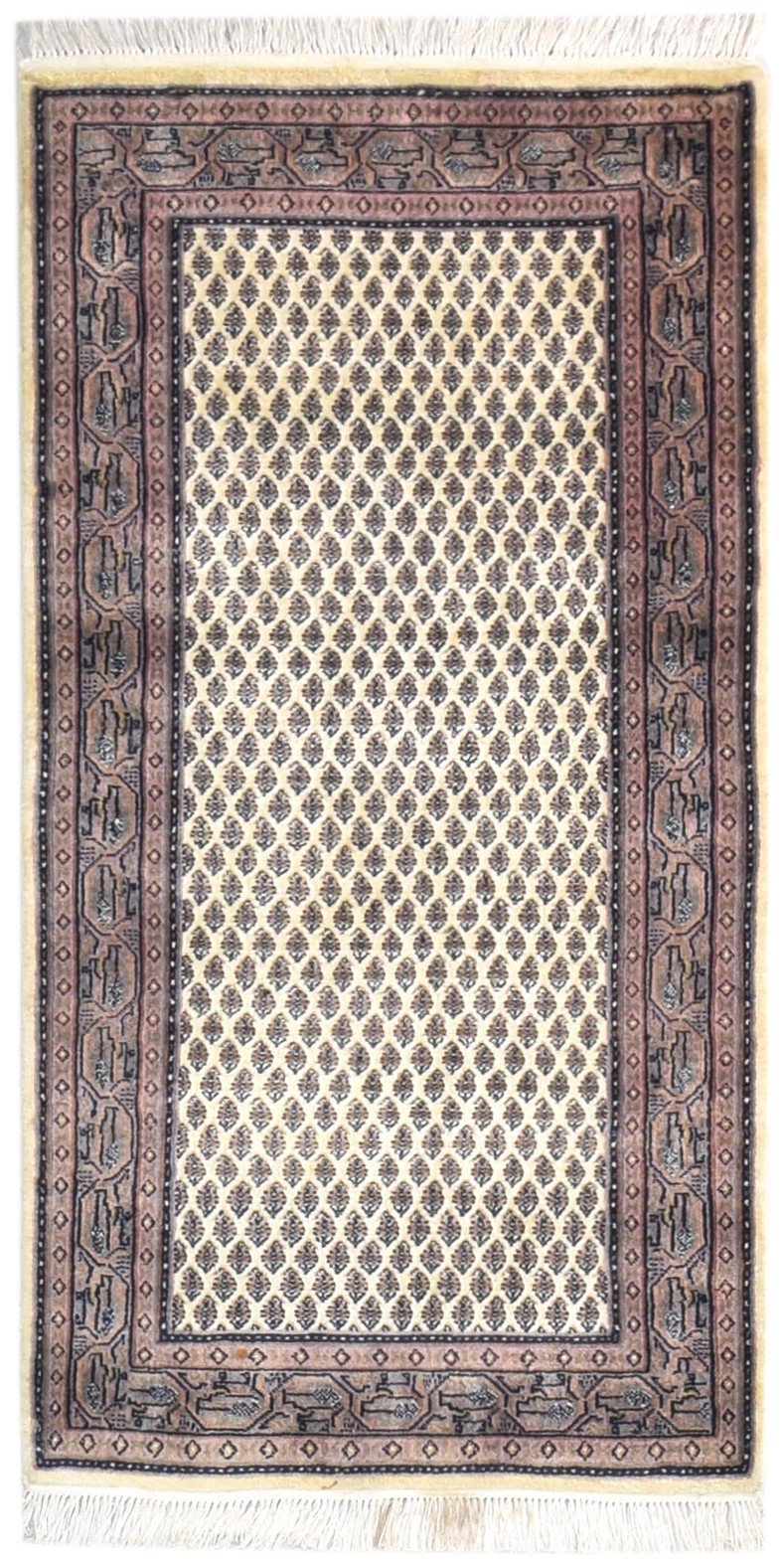 Wool Cream Rug 2'6 X 4' Persian Hand Knotted Bijar Oriental Small Carpet 