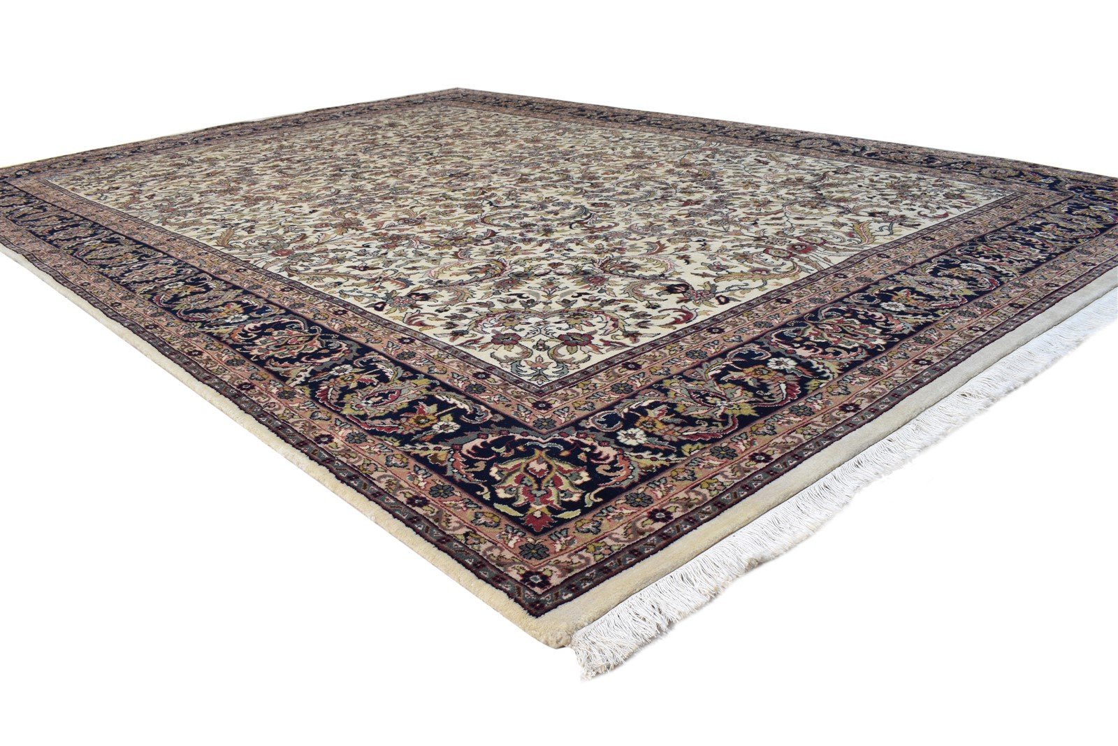 Cream Wool Rug 8' X 11' Persian Hand Knotted Mir Oriental Large Carpet 