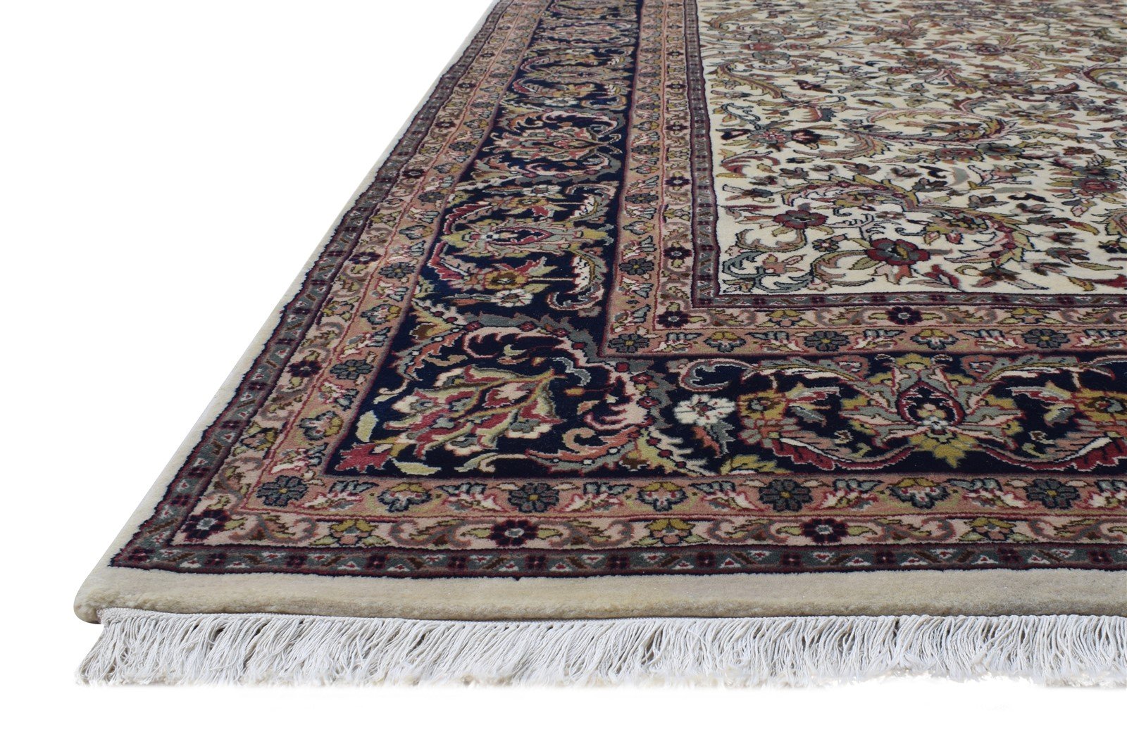 Cream Wool Rug 8' X 11' Persian Hand Knotted Mir Oriental Large Carpet 