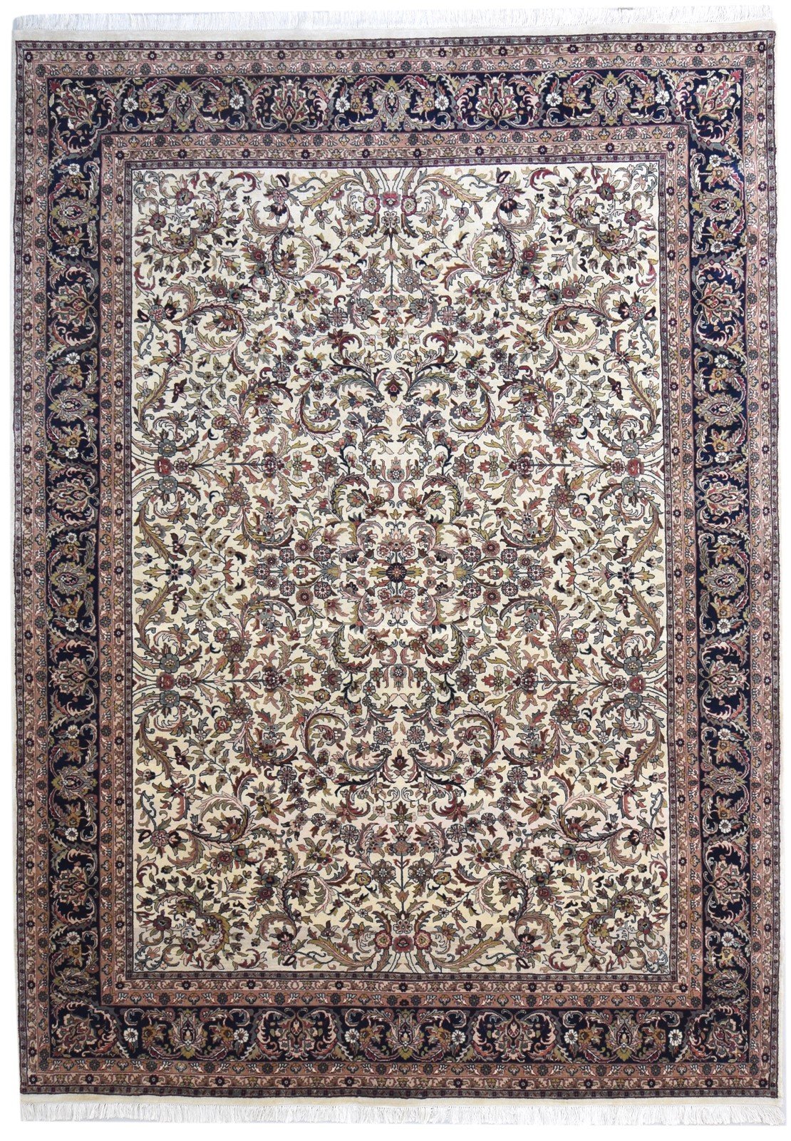 Cream Wool Rug 8' X 11' Persian Hand Knotted Mir Oriental Large Carpet 