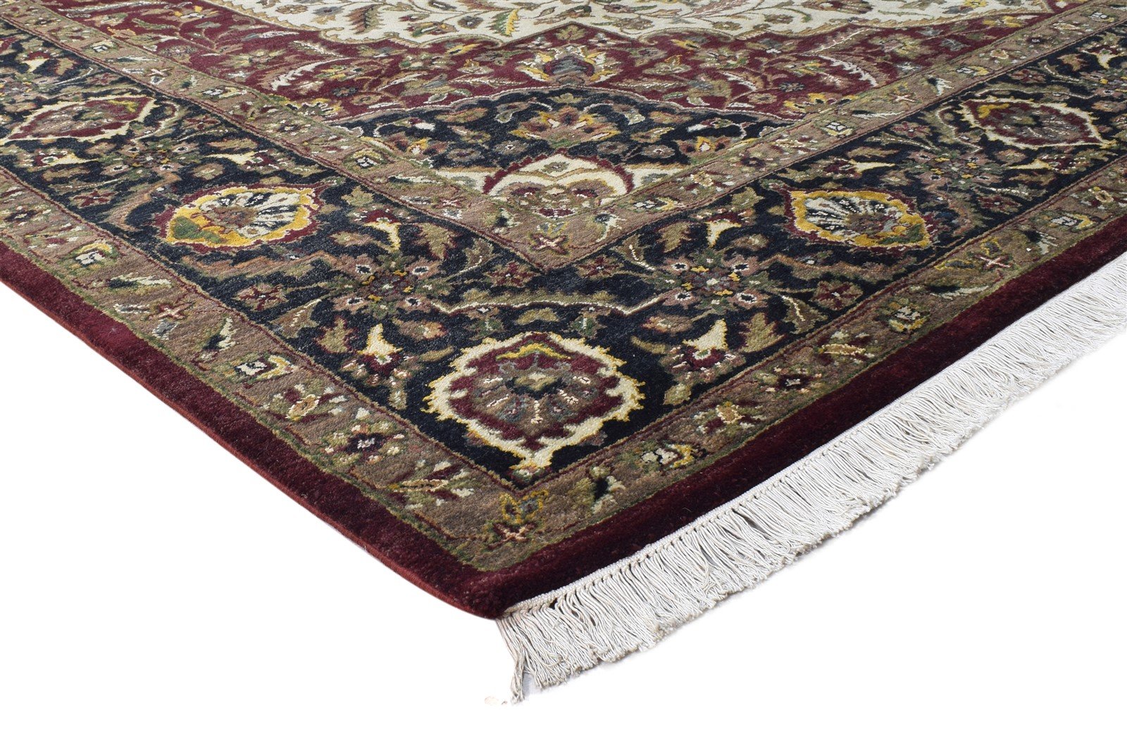 Wool Cream Rug 9' X 12' Persian Hand Knotted Mir Oriental Large Carpet 