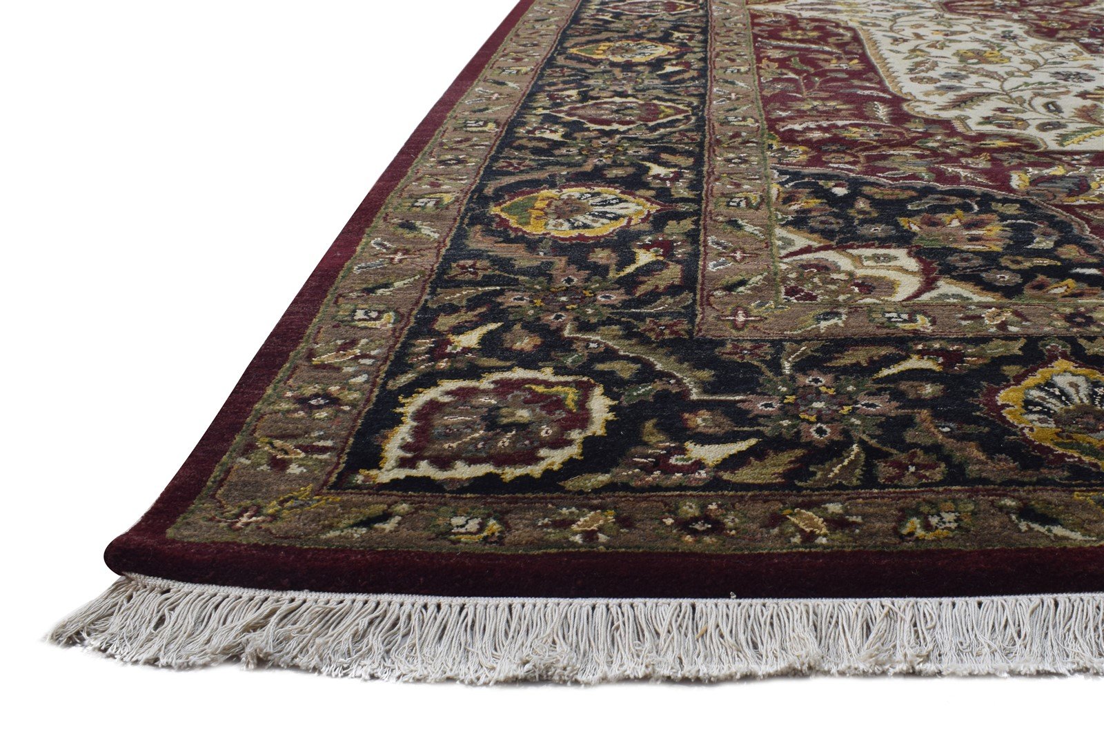 Wool Cream Rug 9' X 12' Persian Hand Knotted Mir Oriental Large Carpet 