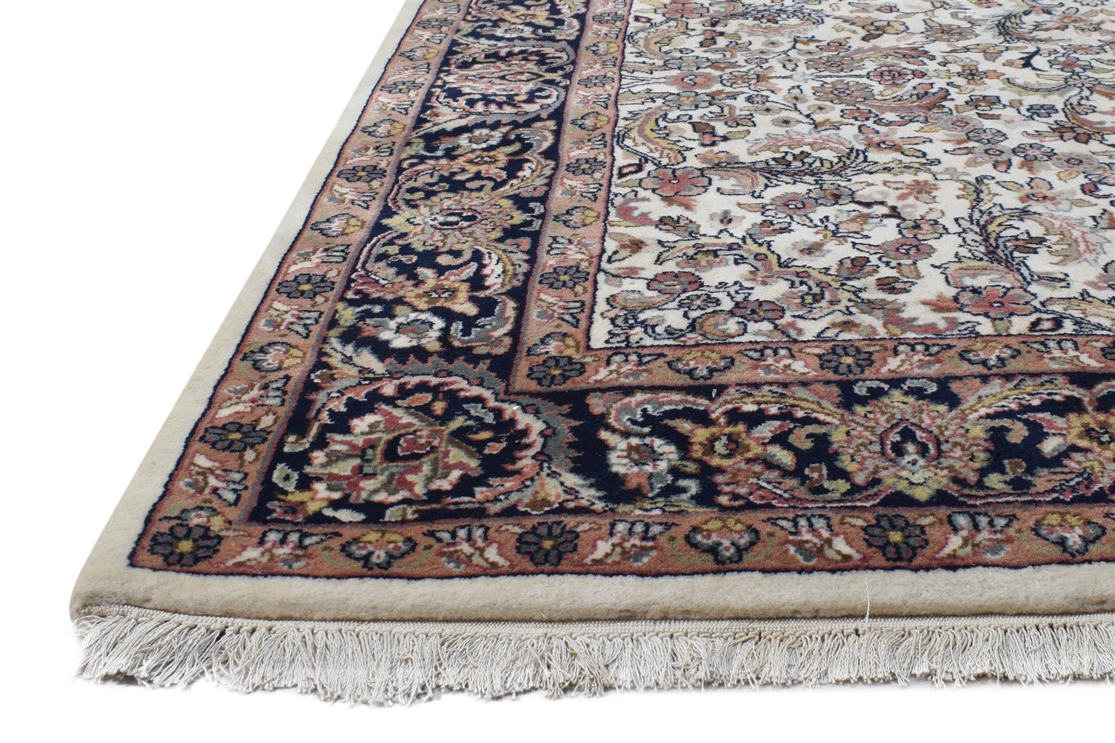 Wool Cream Rug 5' X 7' Persian Hand Knotted Kashan Oriental Room Size Carpet 