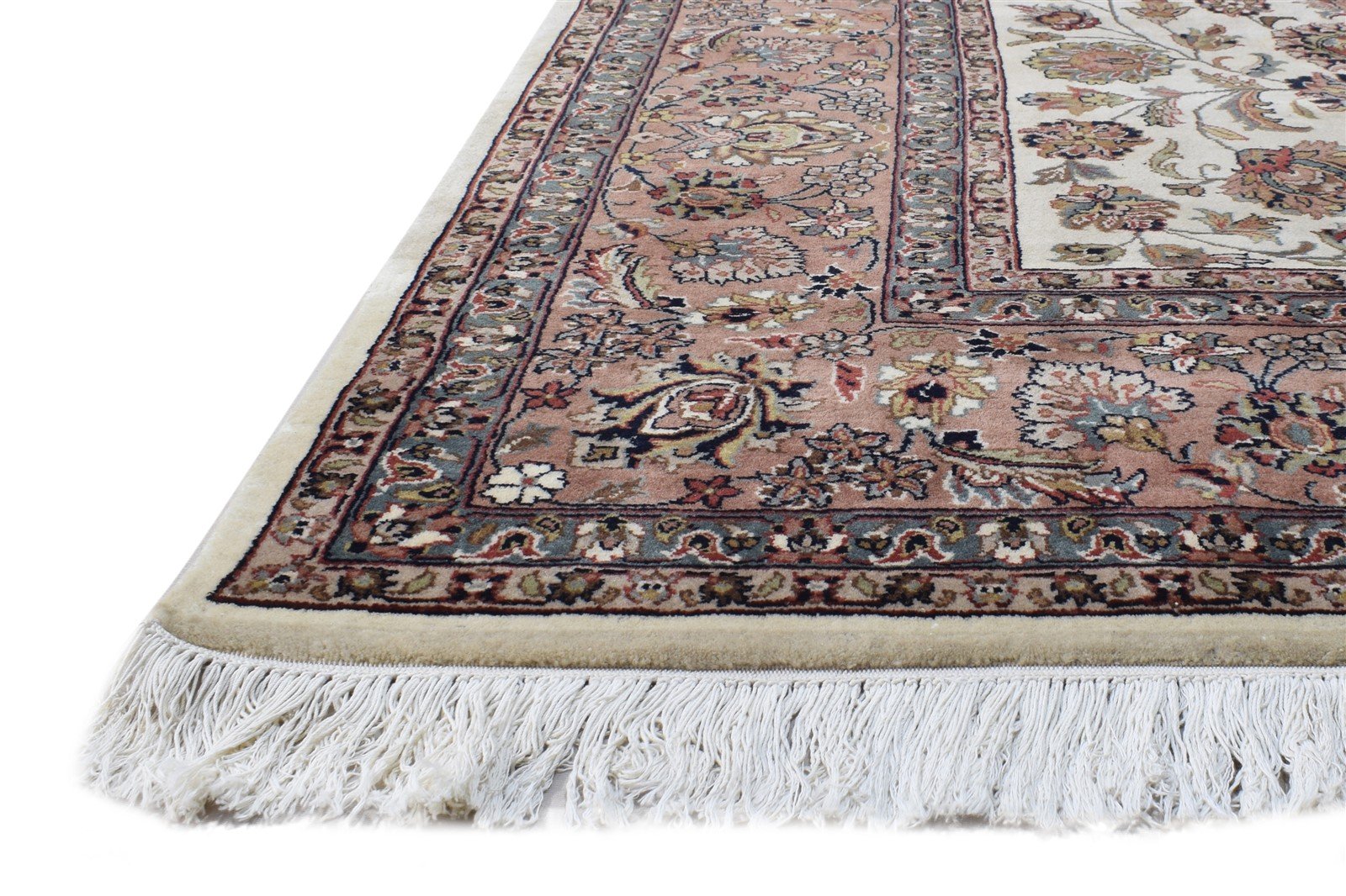 Wool Cream Rug 8' X 10' Persian Hand Knotted Kashan Oriental Large Carpet 