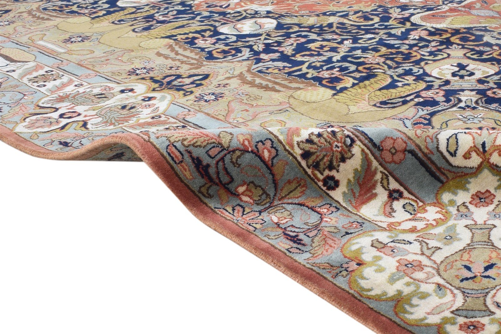 8' X 11' Rug Wool Navy Blue Persian Hand Knotted Kashan Oriental Large Carpet  Area Rug 